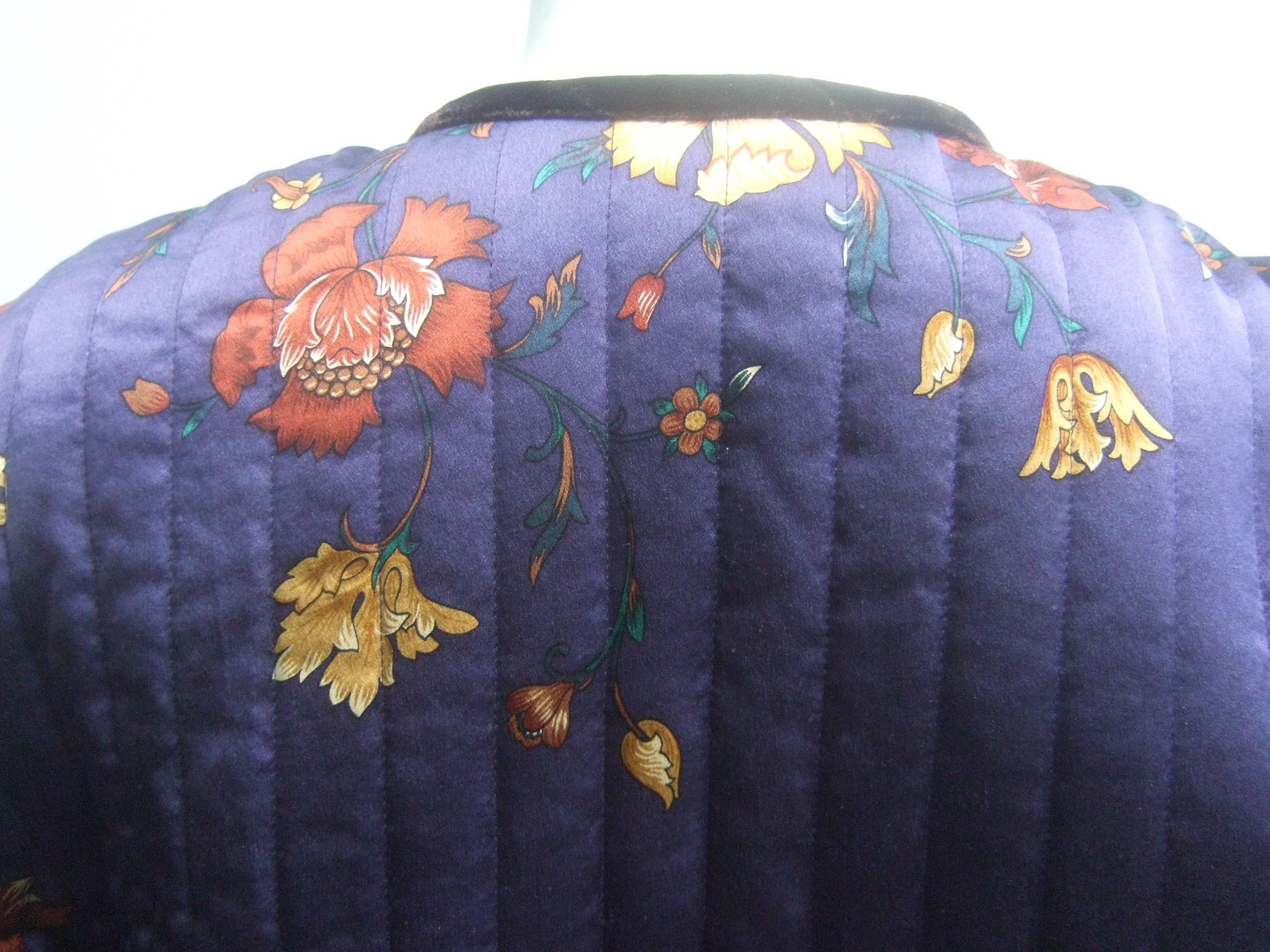 Exotic Silk Paisley Floral Quilted Boxy Jacket by Worth c 1990s 2