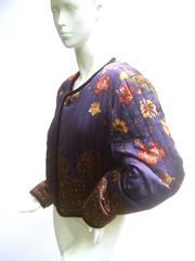 Exotic Silk Paisley Floral Quilted Boxy Jacket by Worth c 1990s