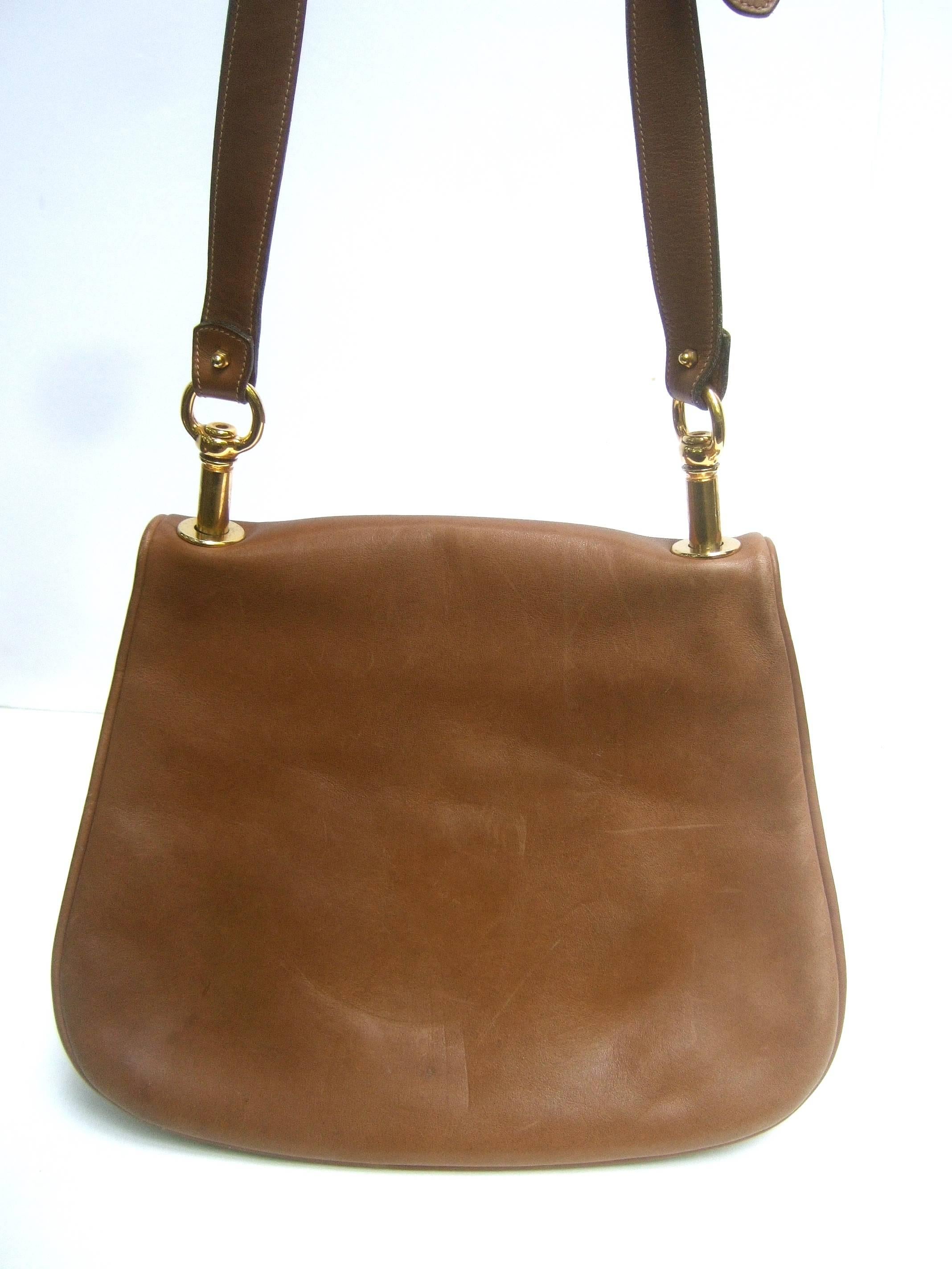 Women's Gucci Italy Caramel Brown Leather Blondie Shoulder Bag c 1970s