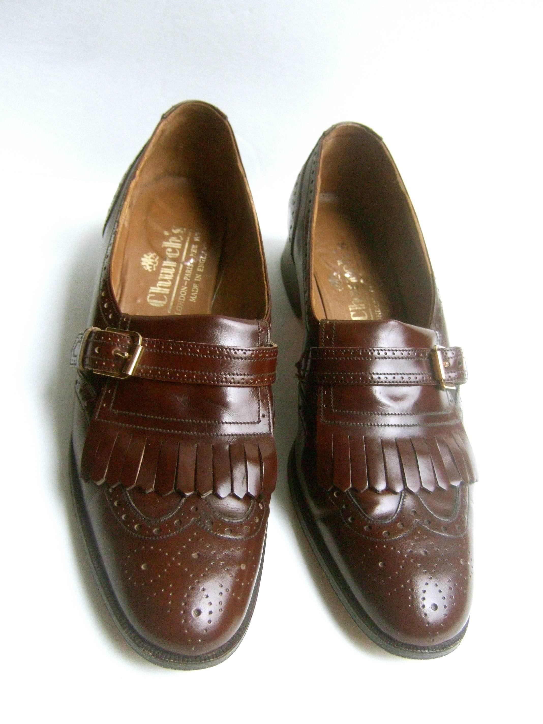 Church's London Classic Men's Brown Leather Brogue Loafers UK Size 9 AA 1