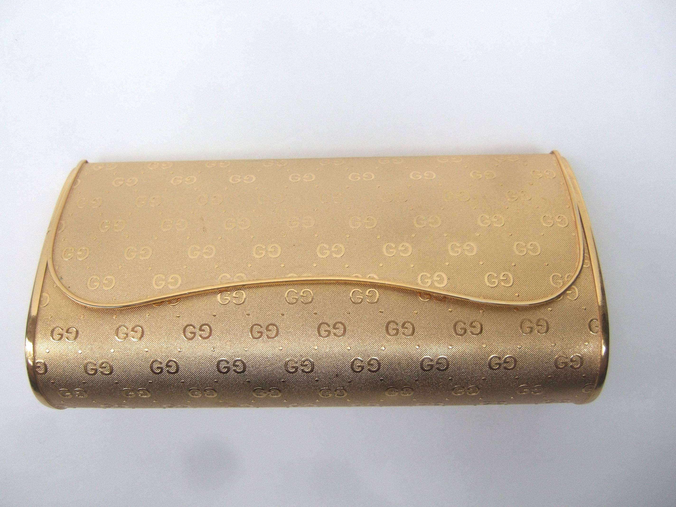 Gucci Opulent Gilt Metal Evening Clutch Bag c 1970s 1