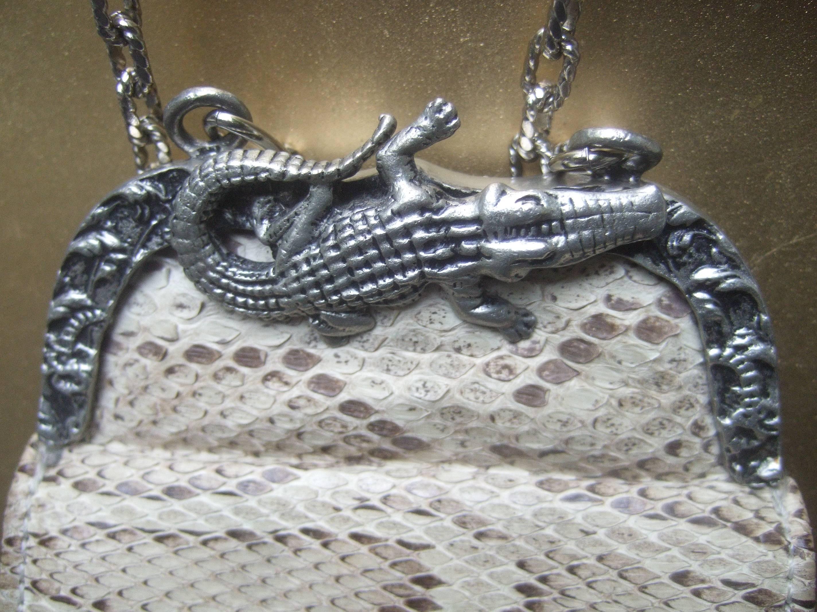 Diminutive Python Alligator Emblem Tiny Pouch Purse  In Excellent Condition In University City, MO