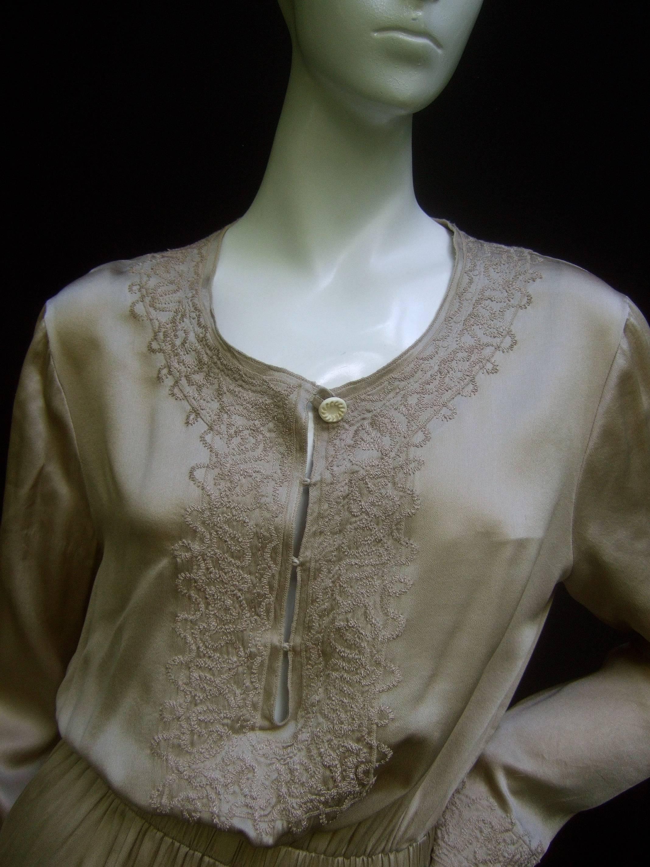 Yves Saint Laurent Rive Gauche Champagne Embroidered Silk Gown In Good Condition In University City, MO