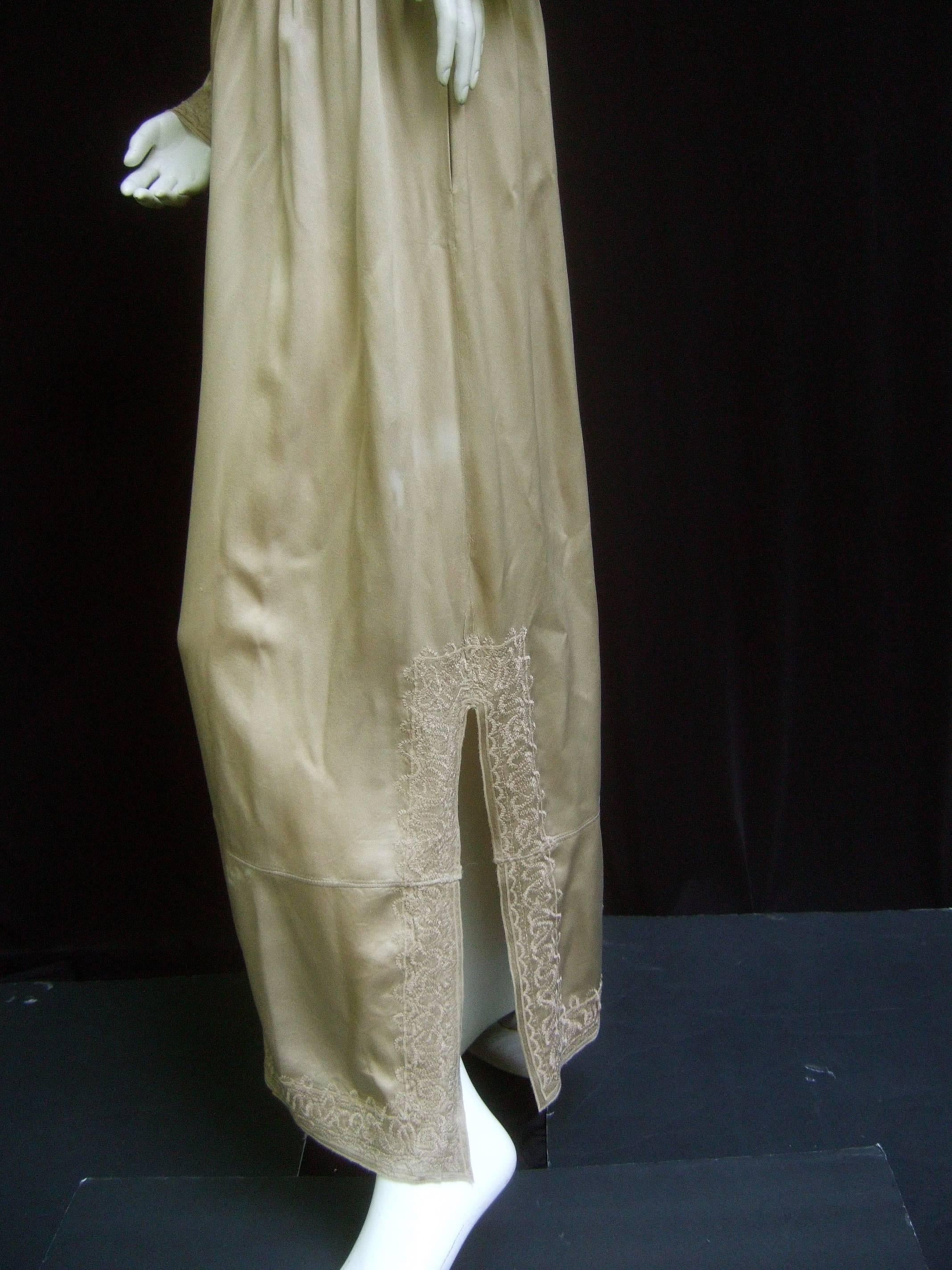 Yves Saint Laurent Rive Gauche Champagne Embroidered Silk Gown 4