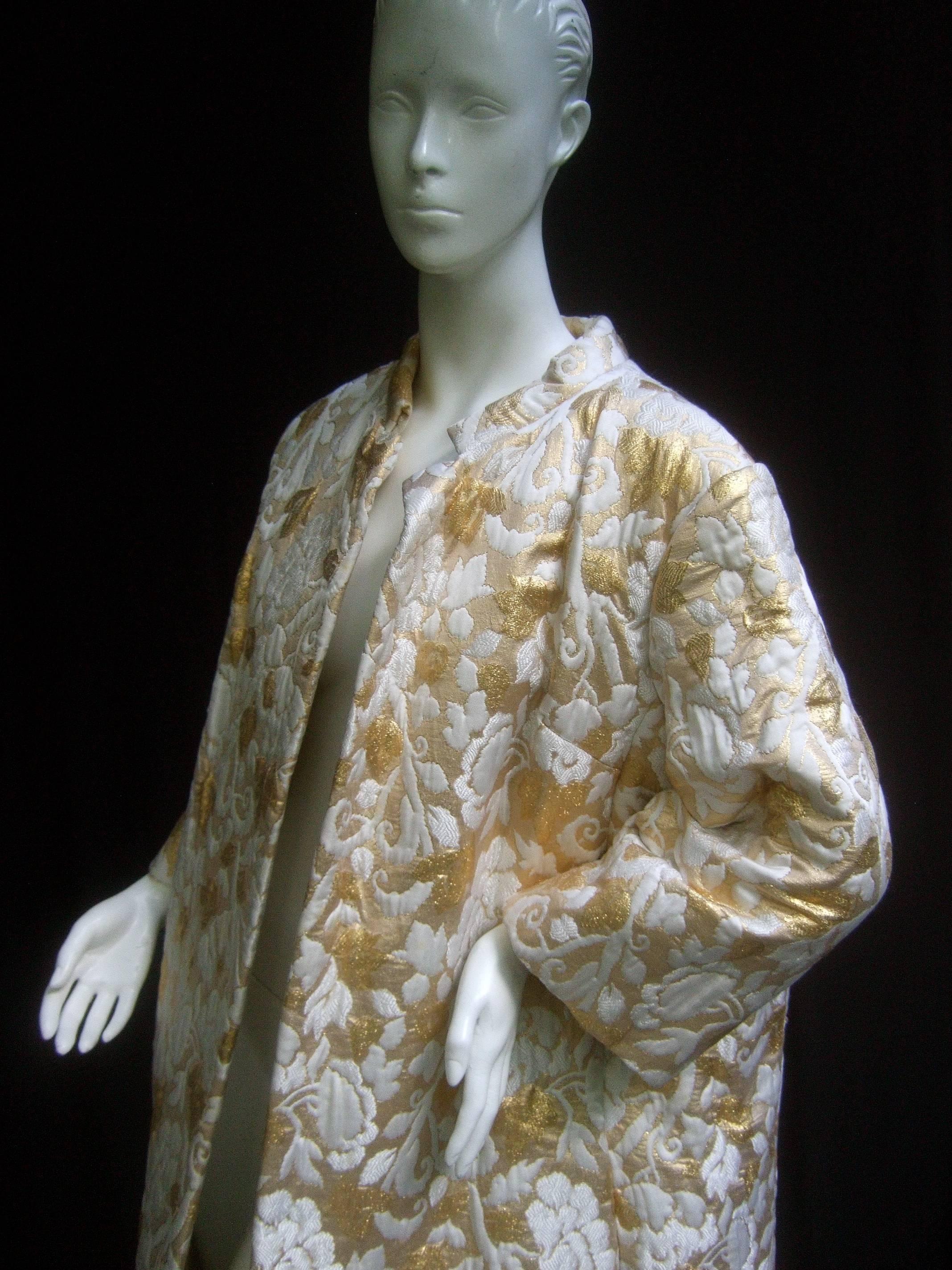 Women's Opulent Gold Brocade Maxi Opera Coat c 1960 