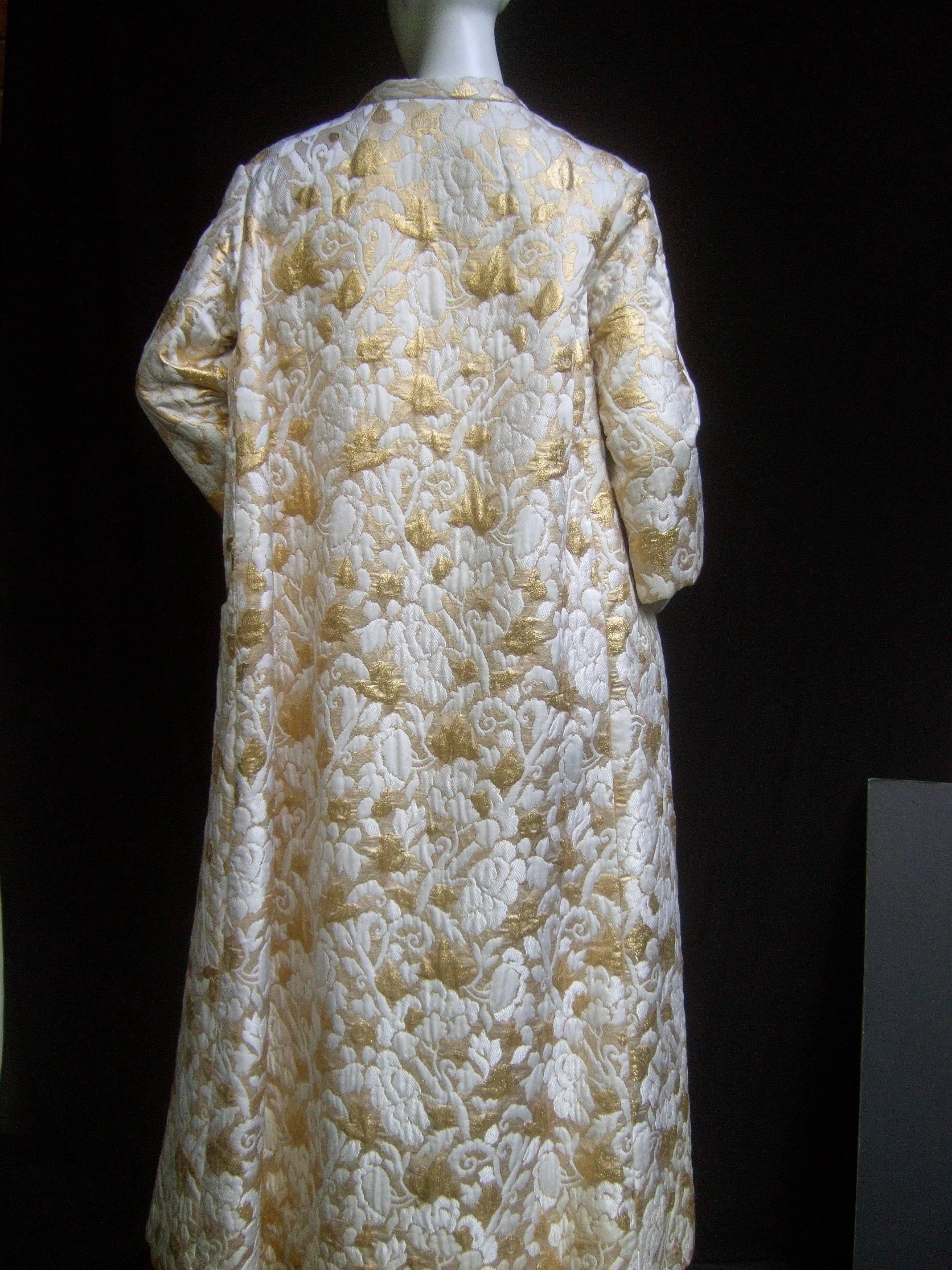 Opulent Gold Brocade Maxi Opera Coat c 1960  5