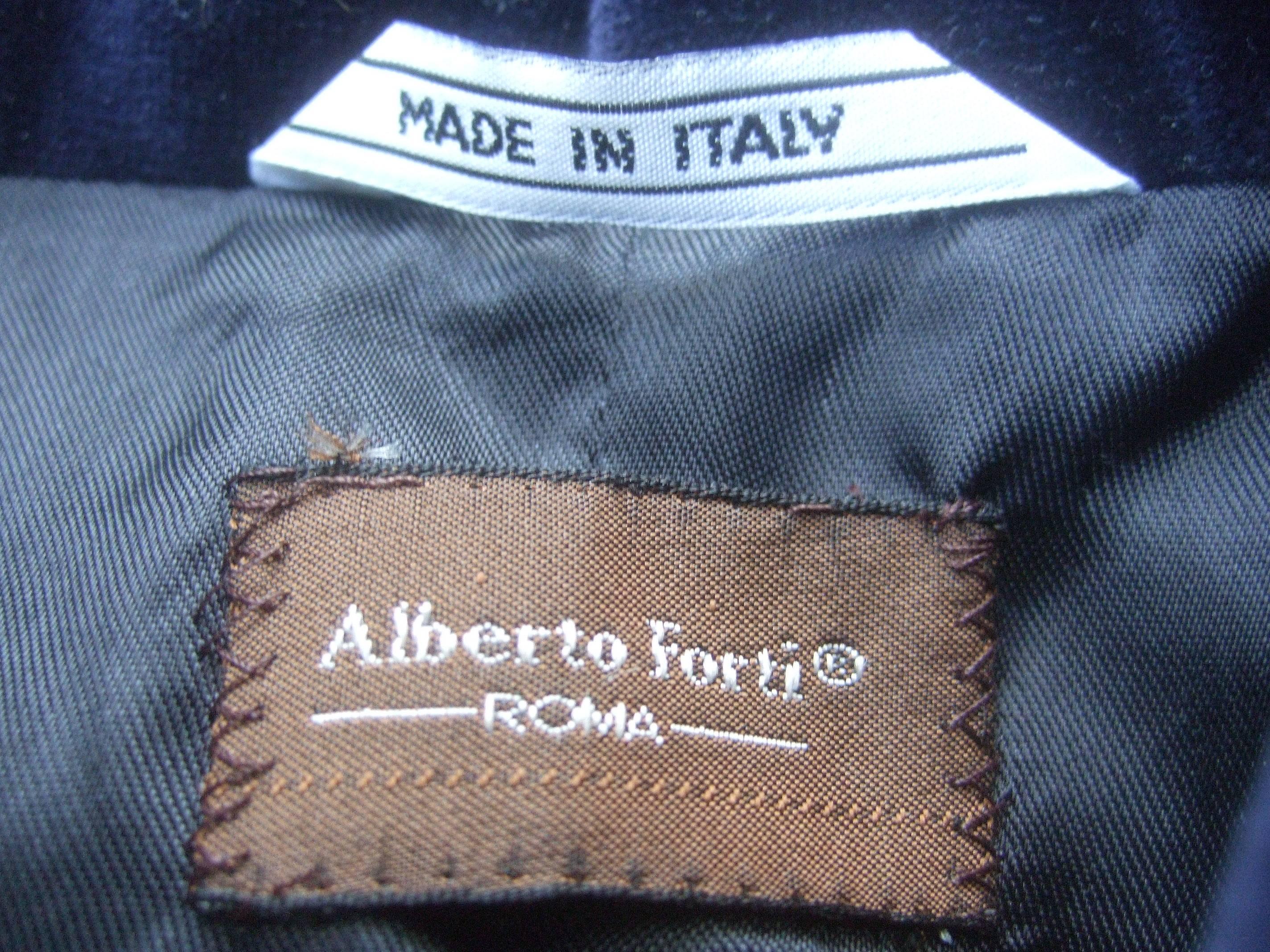 Alberto Forti Roma Midnight Blue Cotton Velvet Coat  For Sale 1