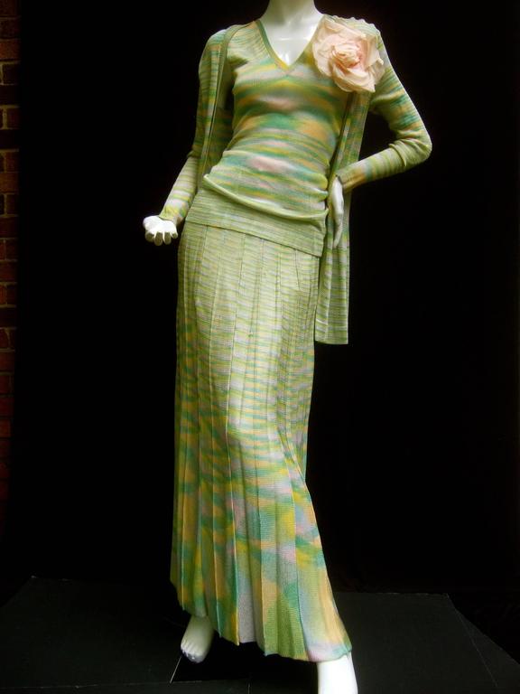 Adolfo Saks Fifth Avenue Pastel Knit Ensemble c 1970s at 1stDibs