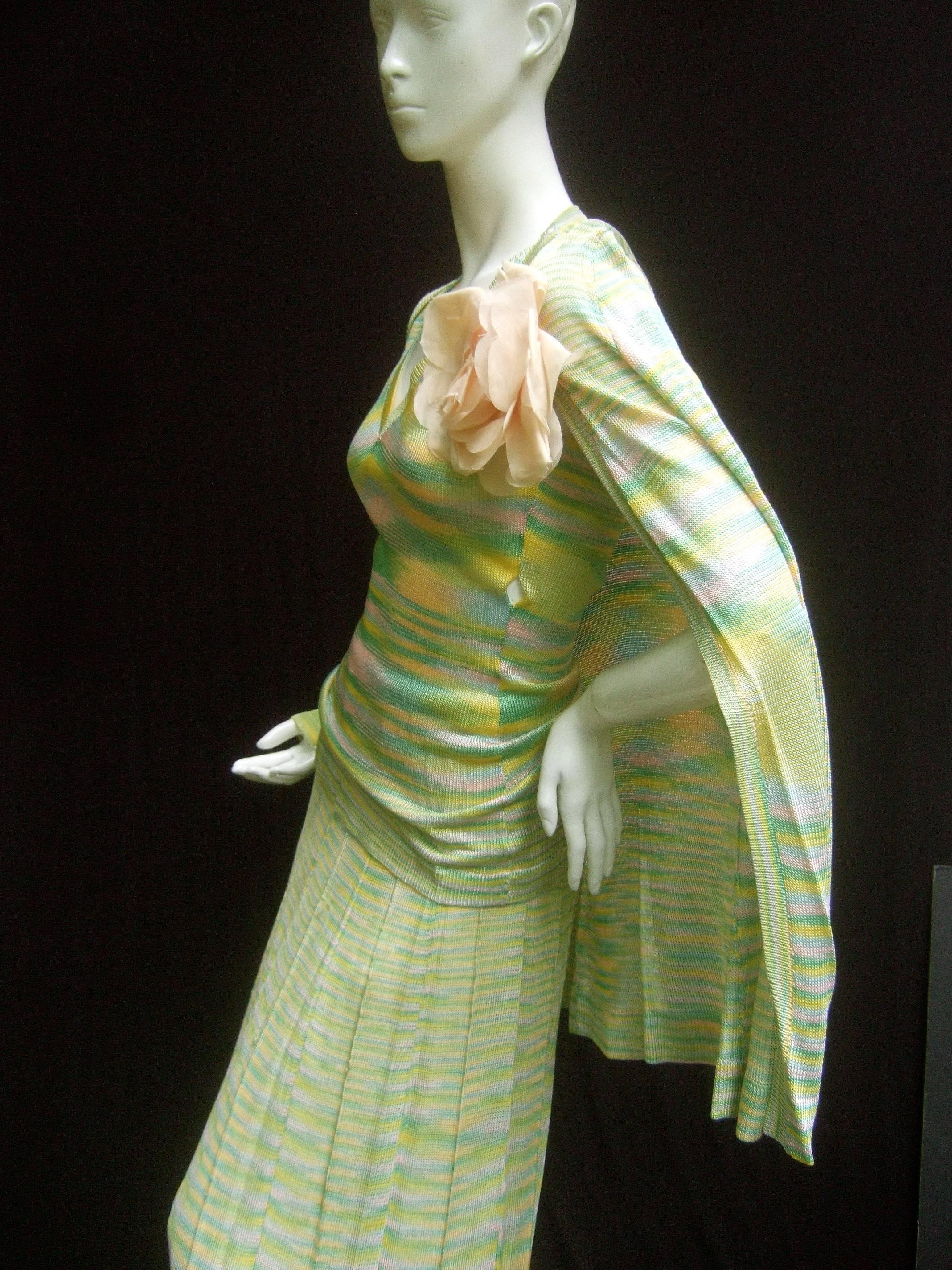 Adolfo Saks Fifth Avenue Pastel Knit Ensemble c 1970s   In Good Condition In University City, MO