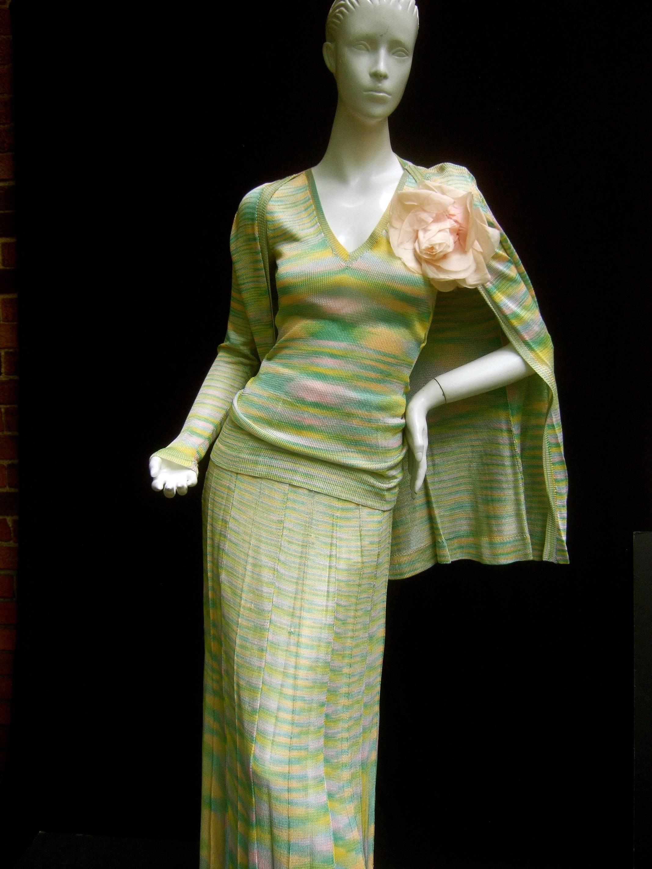 Women's Adolfo Saks Fifth Avenue Pastel Knit Ensemble c 1970s  