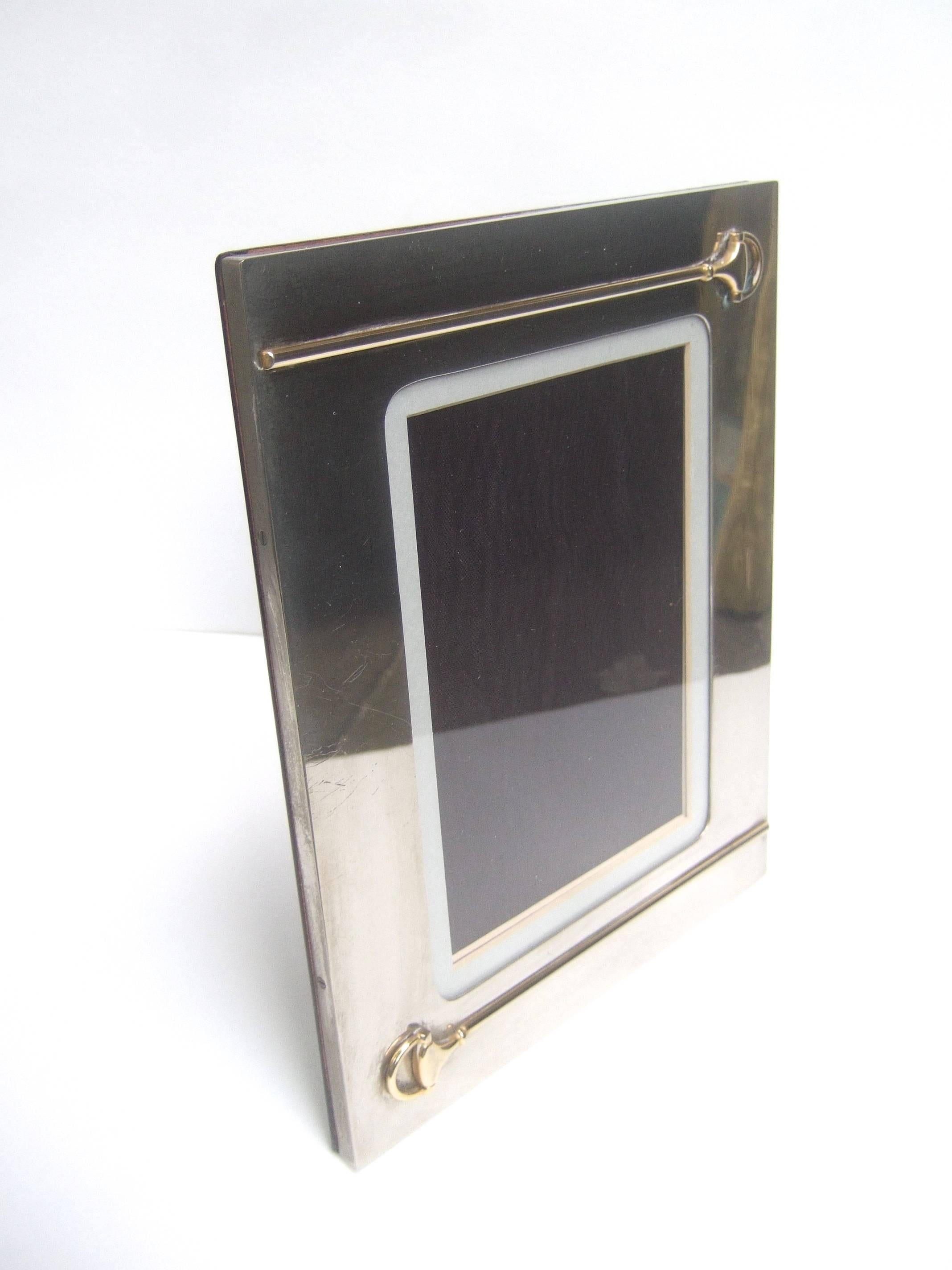 Gucci Italy Sleek Chrome Bridal Picture Frame c 1970s 6