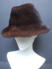 Adolfo Plush Mink Fedora Hat for Saks Fifth Avenue c 1970s