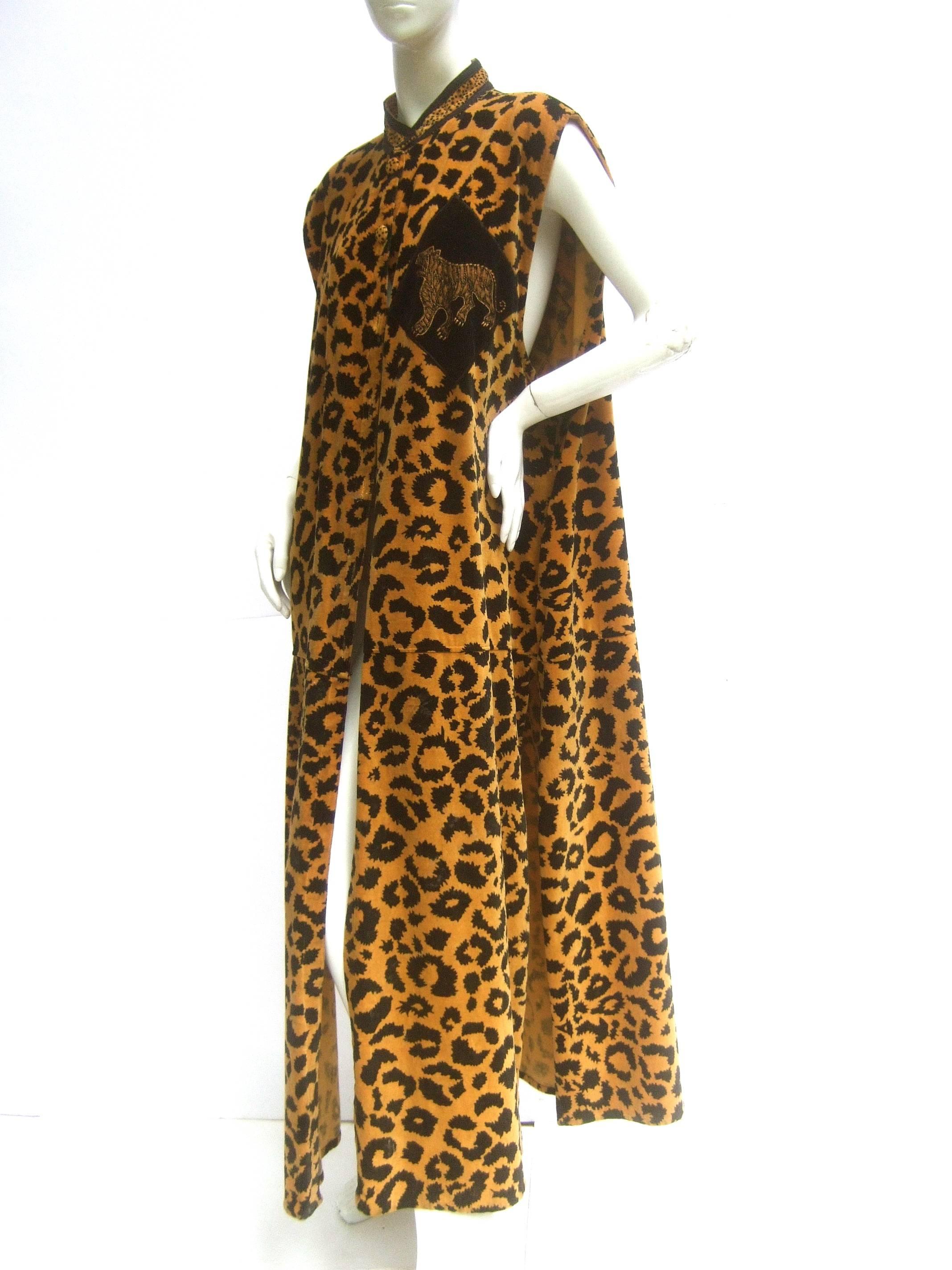 Brown Exotic Cotton Velvet Maxi Vest for Saks Fifth Avenue c 1980s