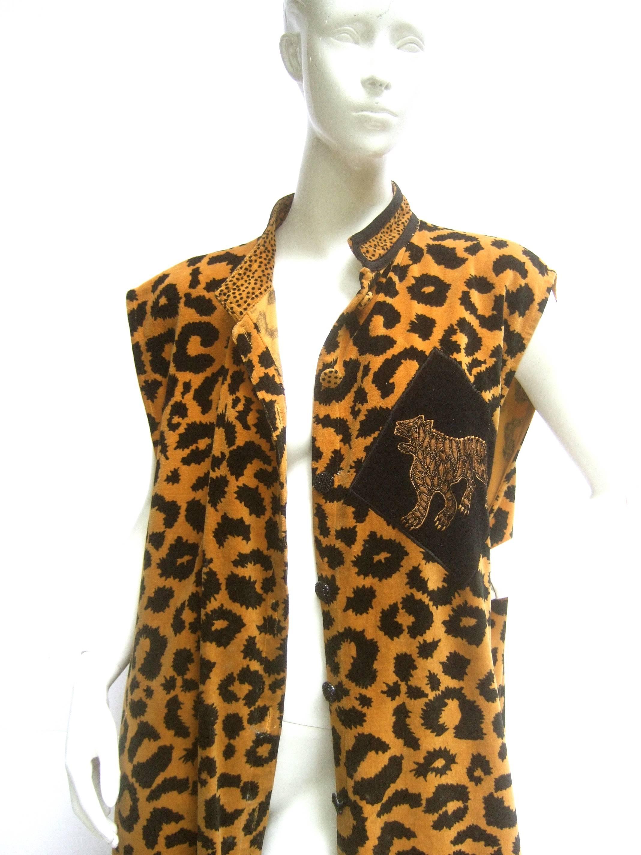 Exotic Cotton Velvet Maxi Vest for Saks Fifth Avenue c 1980s 1