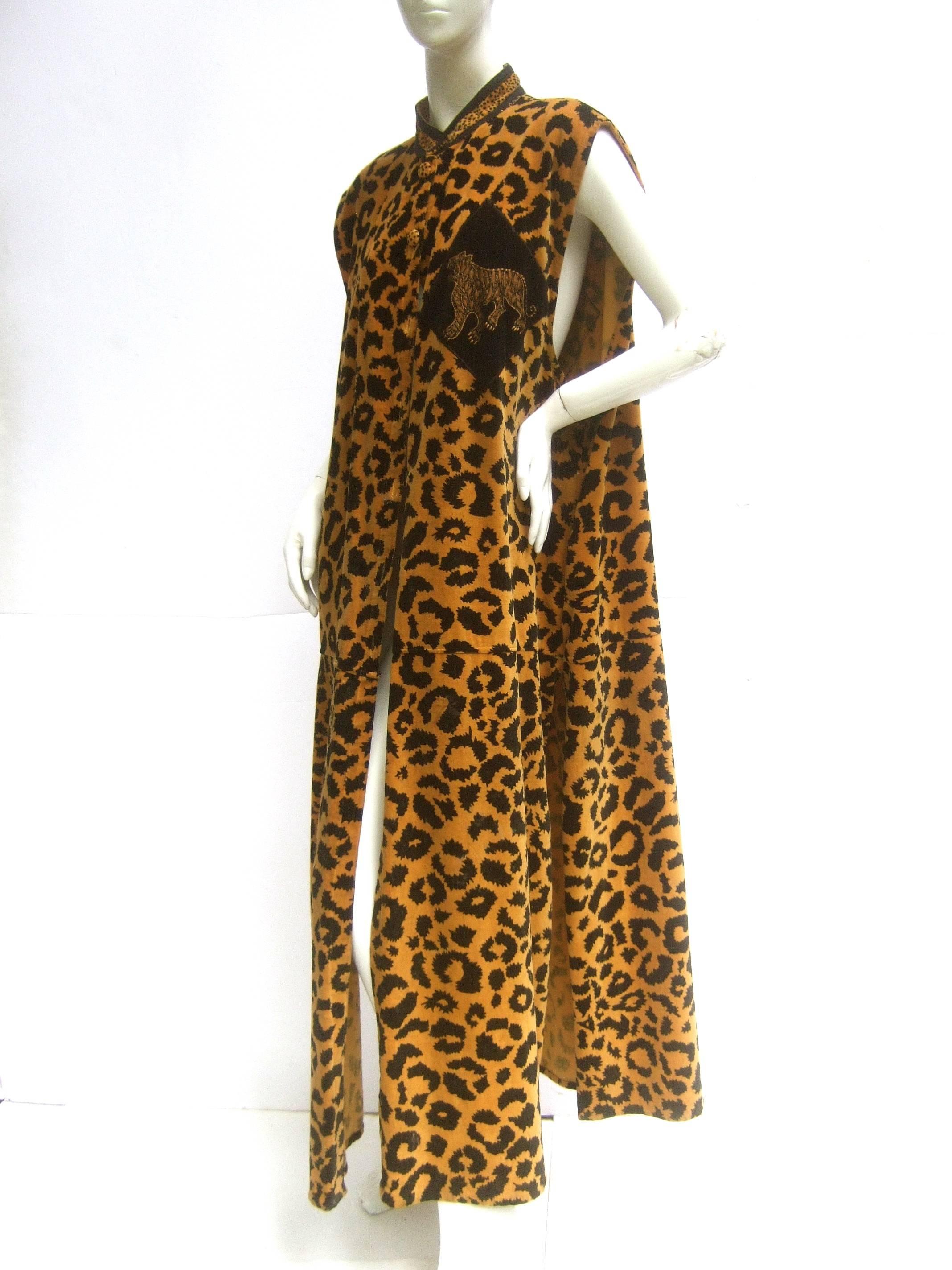 Exotic Cotton Velvet Maxi Vest for Saks Fifth Avenue c 1980s 3