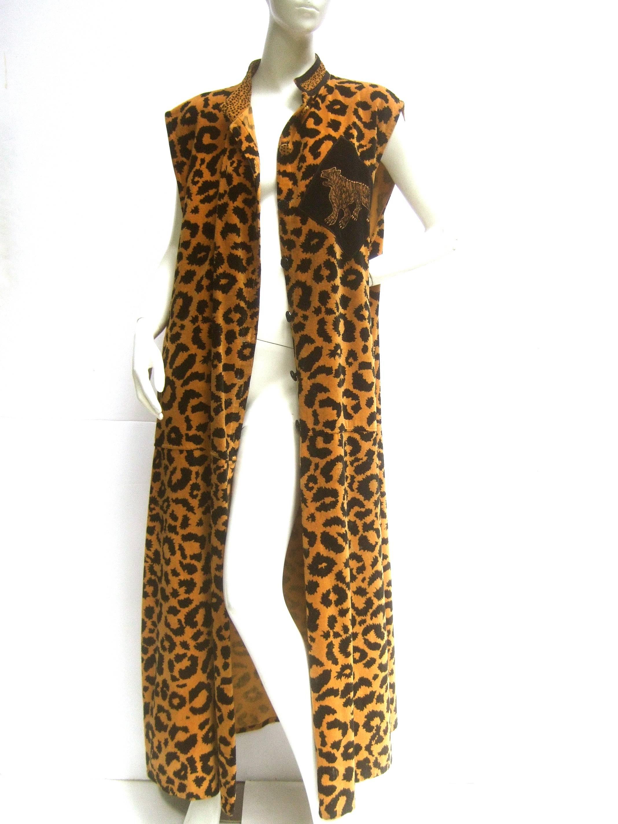 Exotic Cotton Velvet Maxi Vest for Saks Fifth Avenue c 1980s 5