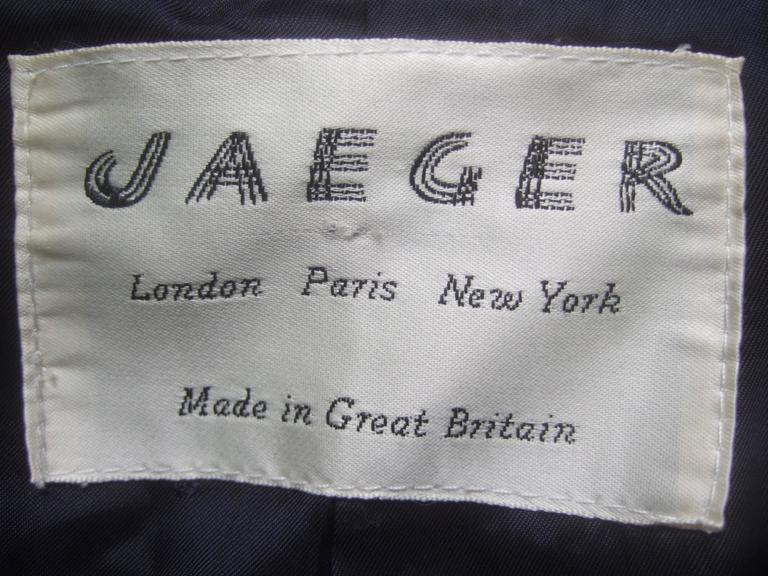 Jaeger London Dark Blue Wool Cocoon Coat c 1980s For Sale 4