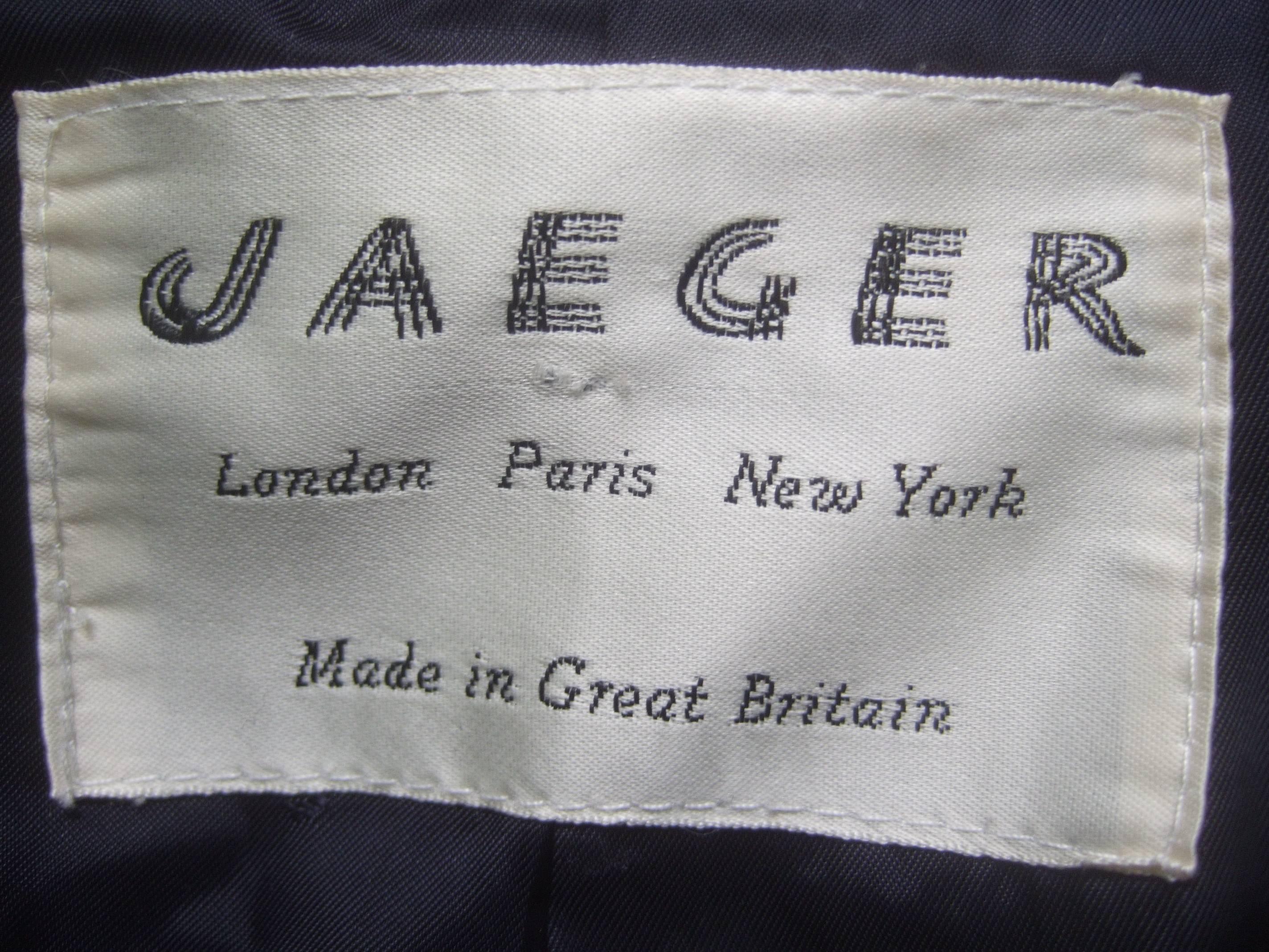 Jaeger London Dark Blue Wool Cocoon Coat c 1980s 1