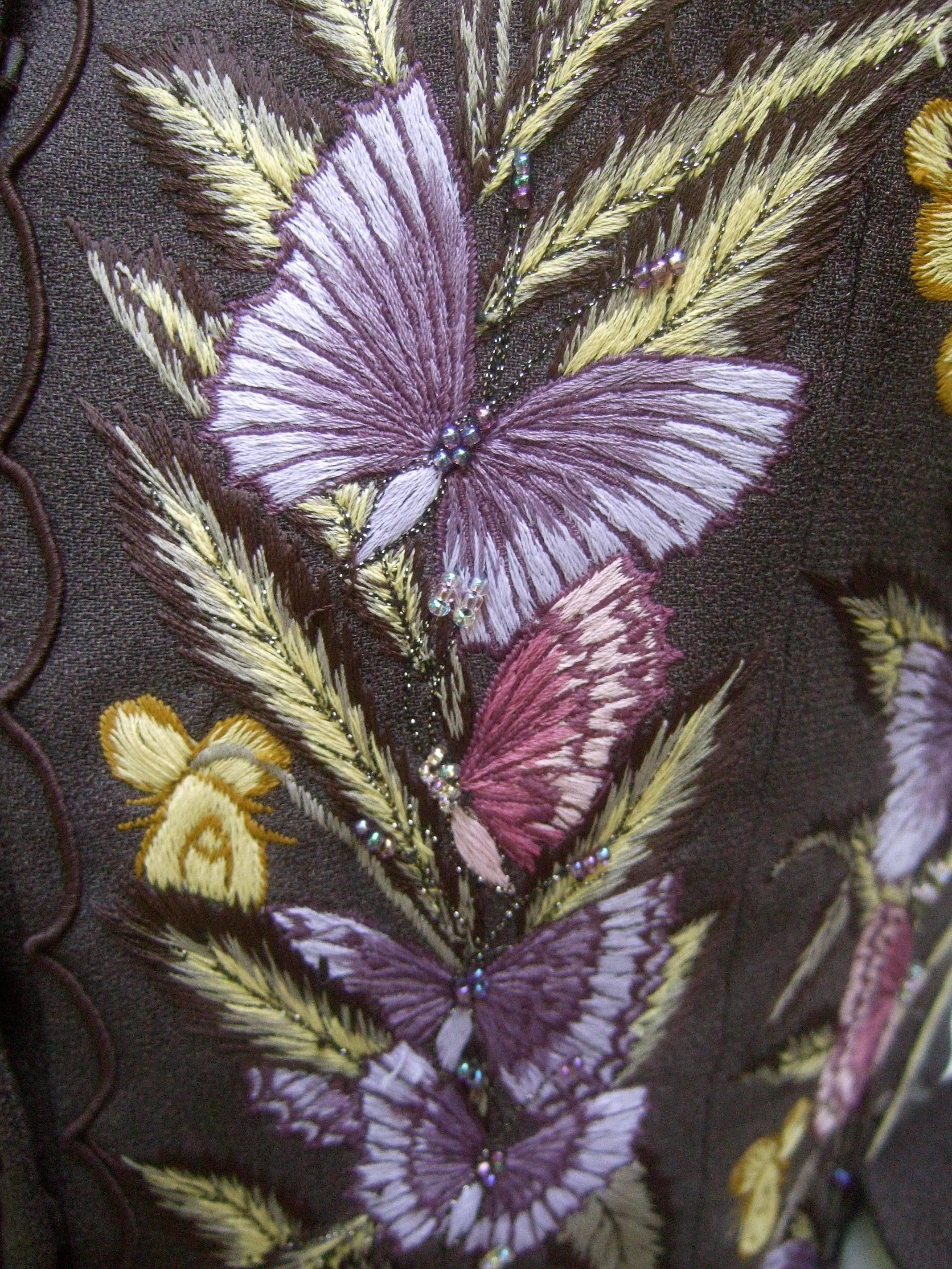 Embroidered Butterfly Brown Jacket by Zelda c 1990s  1