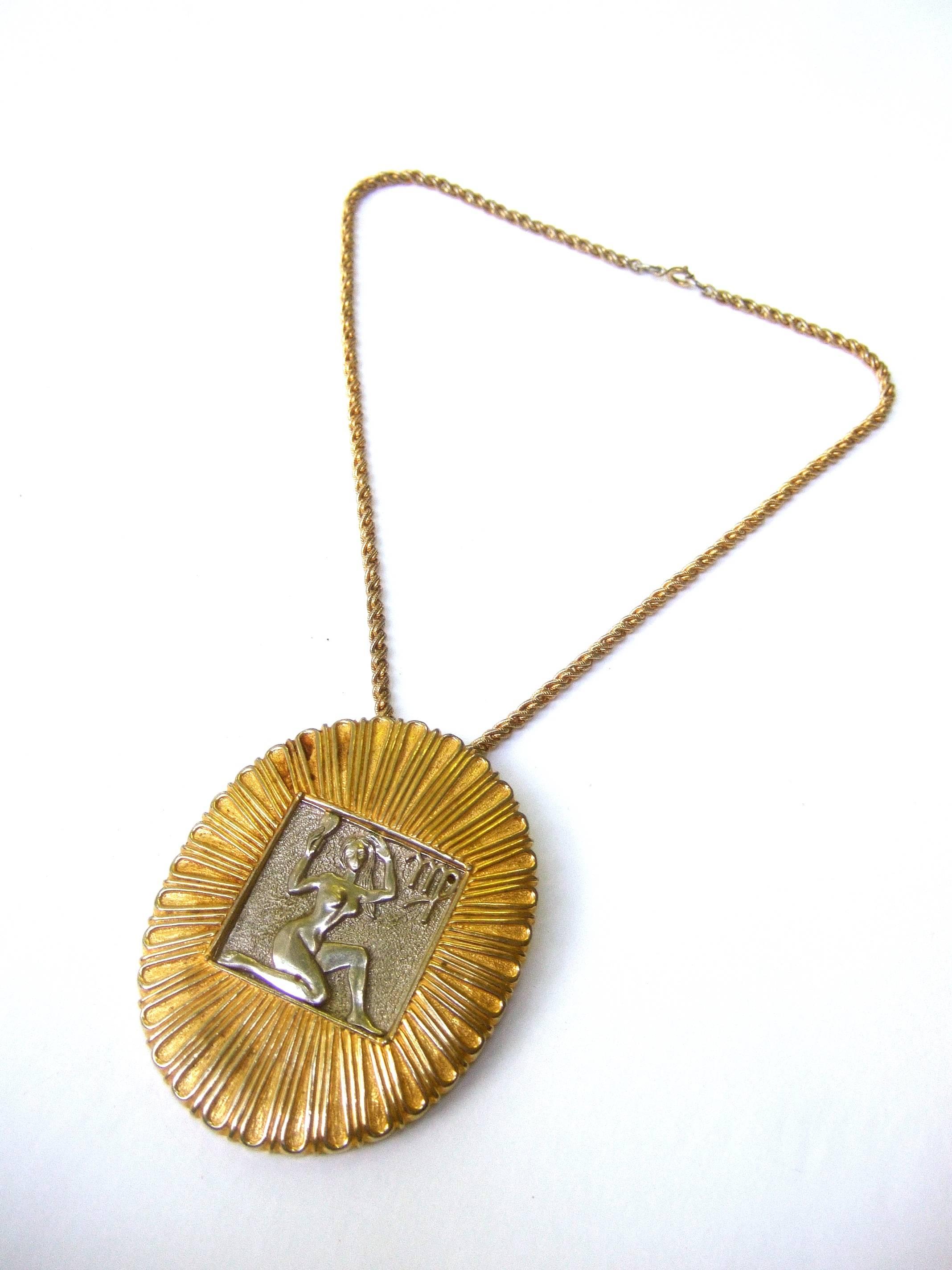 Judith Leiber Figural Woman Pendant Necklace c 1970s For Sale 3