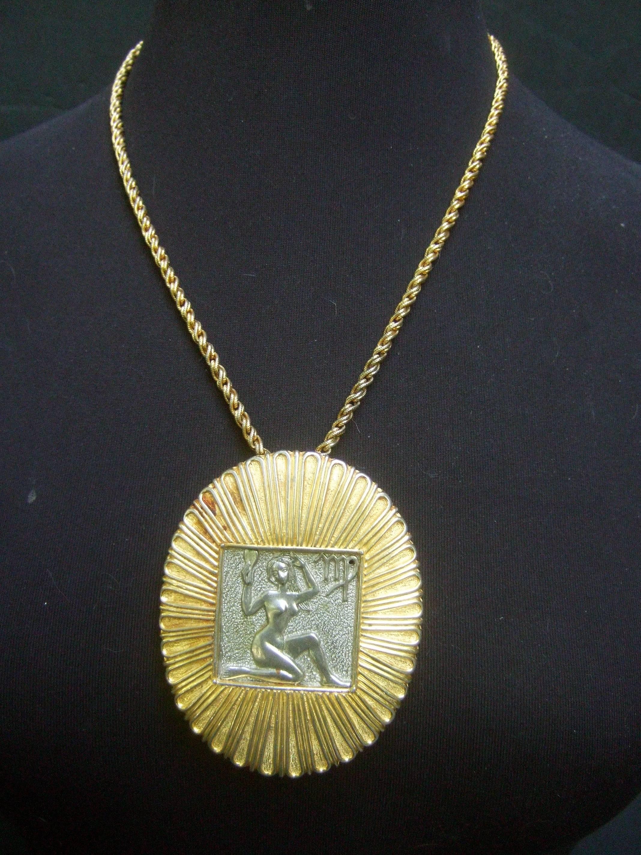 Judith Leiber Figural Woman Pendant Necklace c 1970s In Excellent Condition For Sale In University City, MO