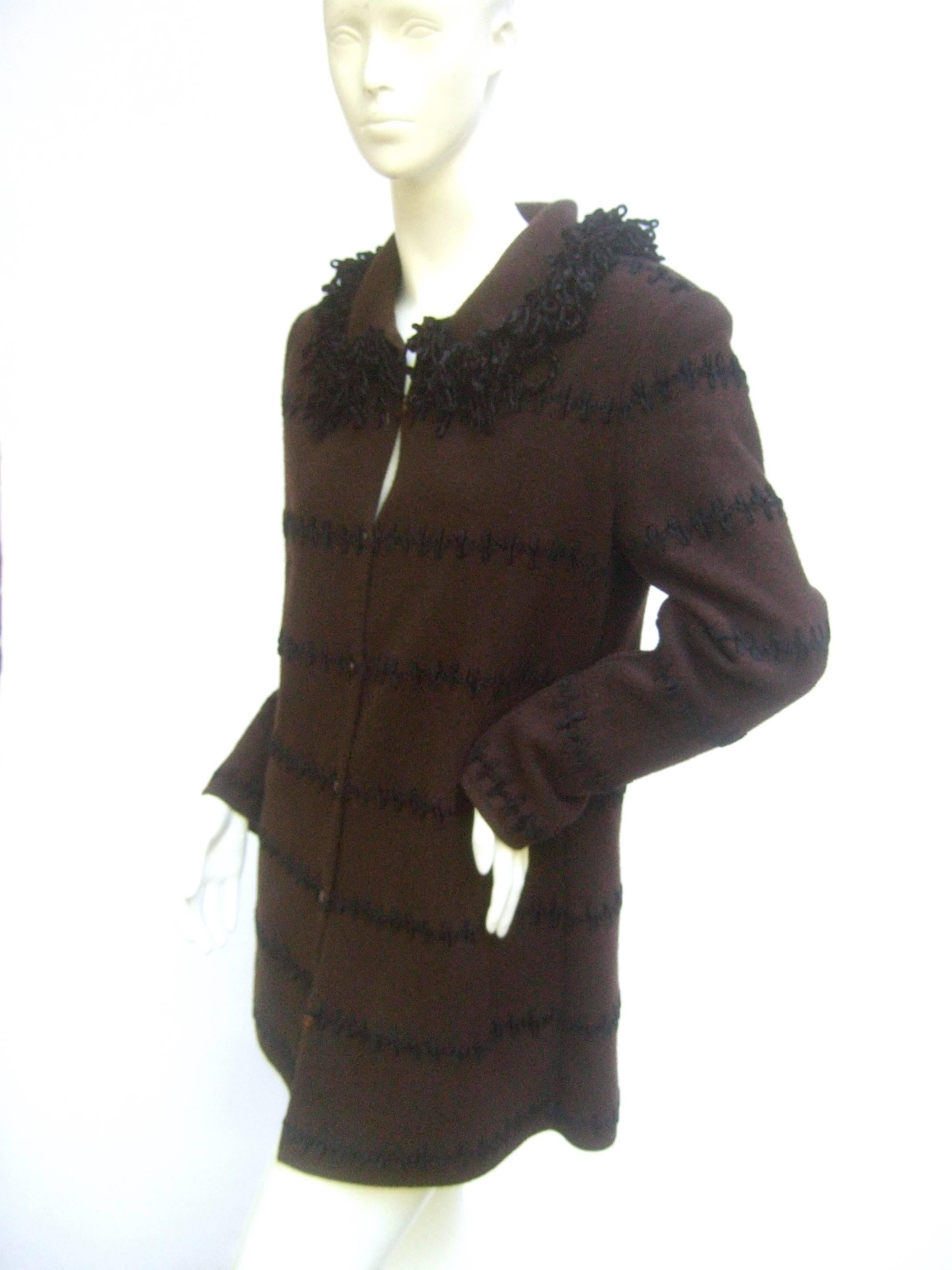 Fendi Italy Chocloate Brown Cardigan Sweater c 1990s In Good Condition For Sale In University City, MO