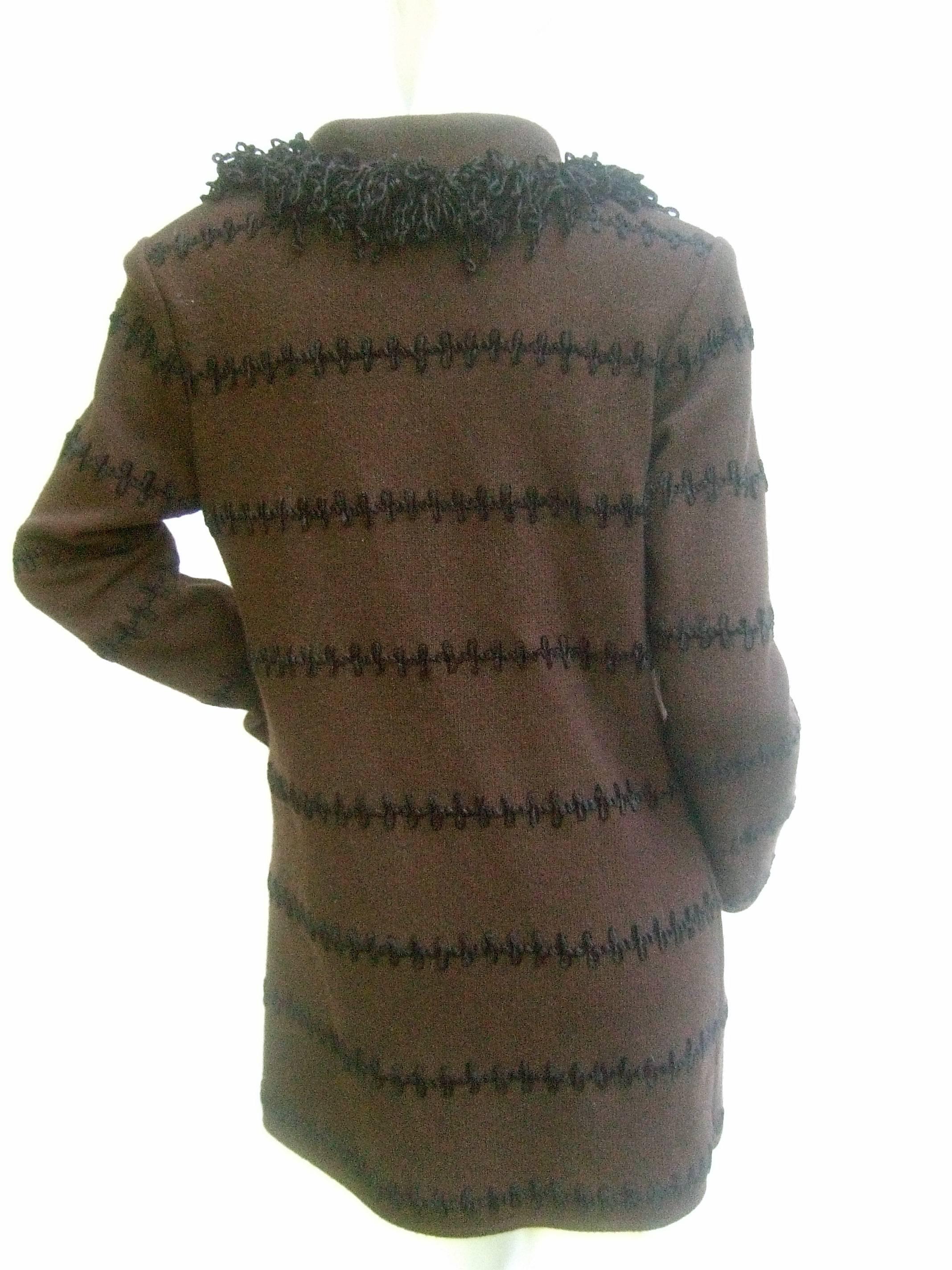 Women's Fendi Italy Chocloate Brown Cardigan Sweater c 1990s  For Sale