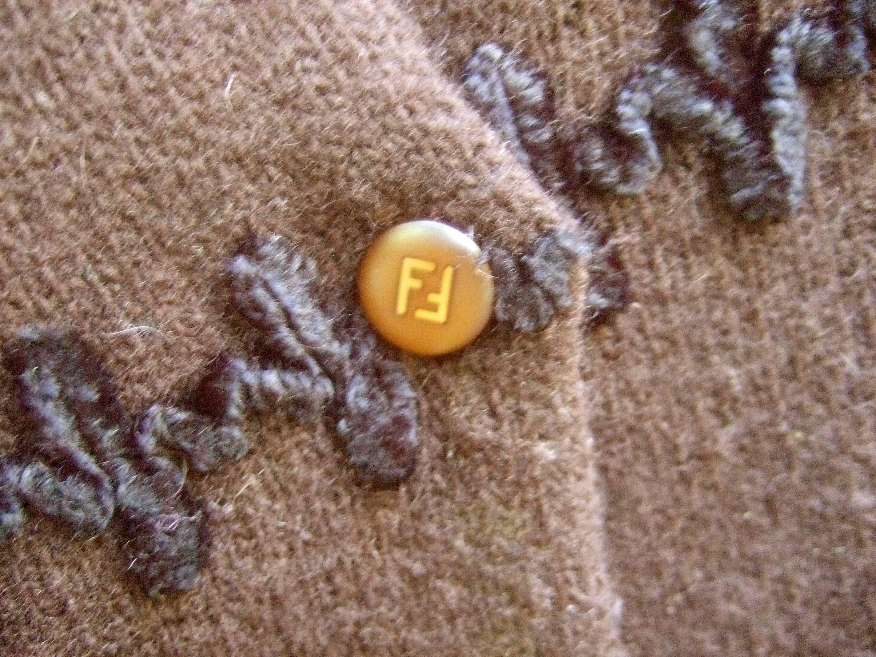 Fendi Italy Chocloate Brown Cardigan Sweater c 1990s  For Sale 1