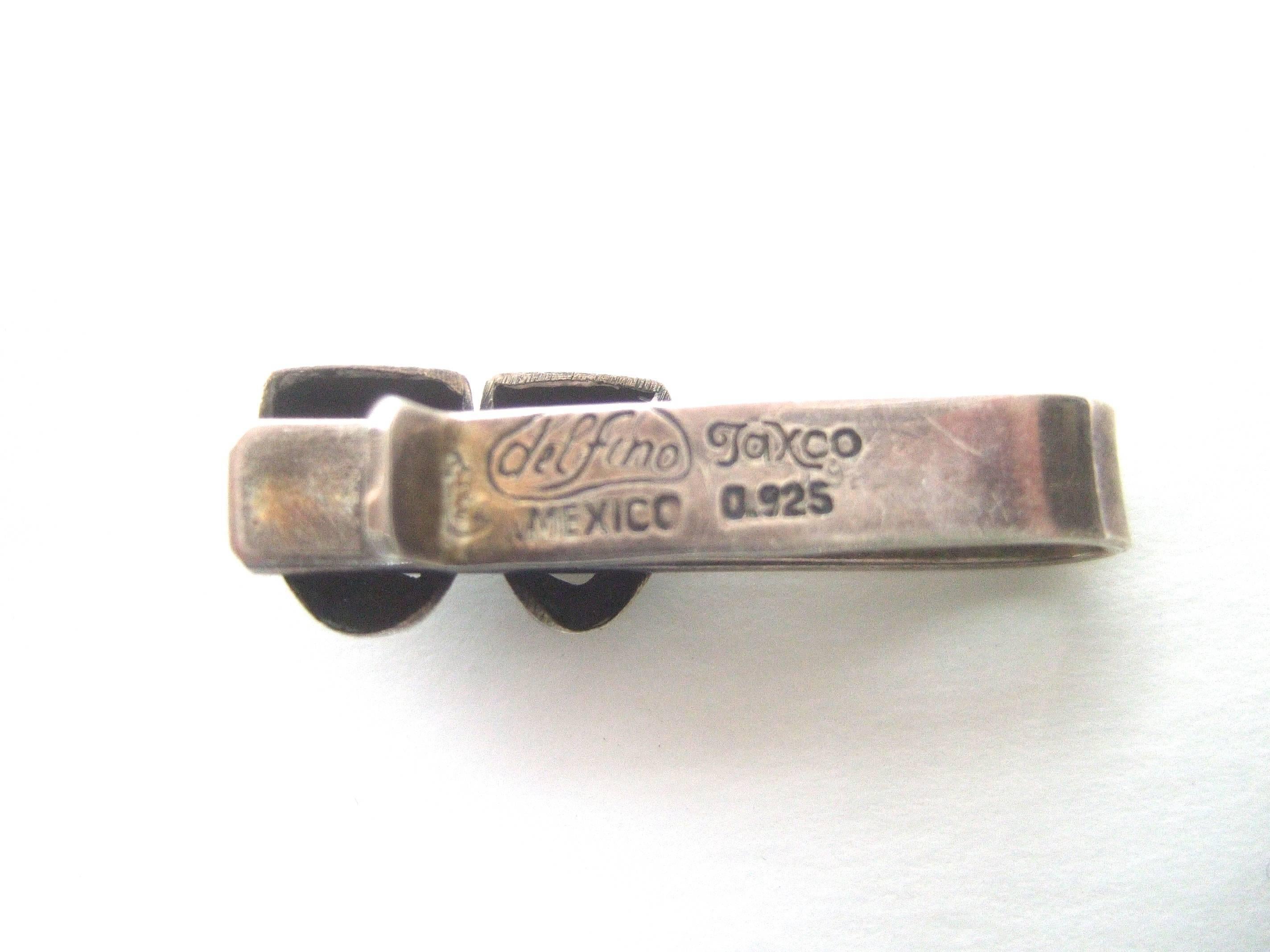 Mexican Sterling Comedy & Tragedy Cuff Links Tie Bar Set c 1960 For Sale 3