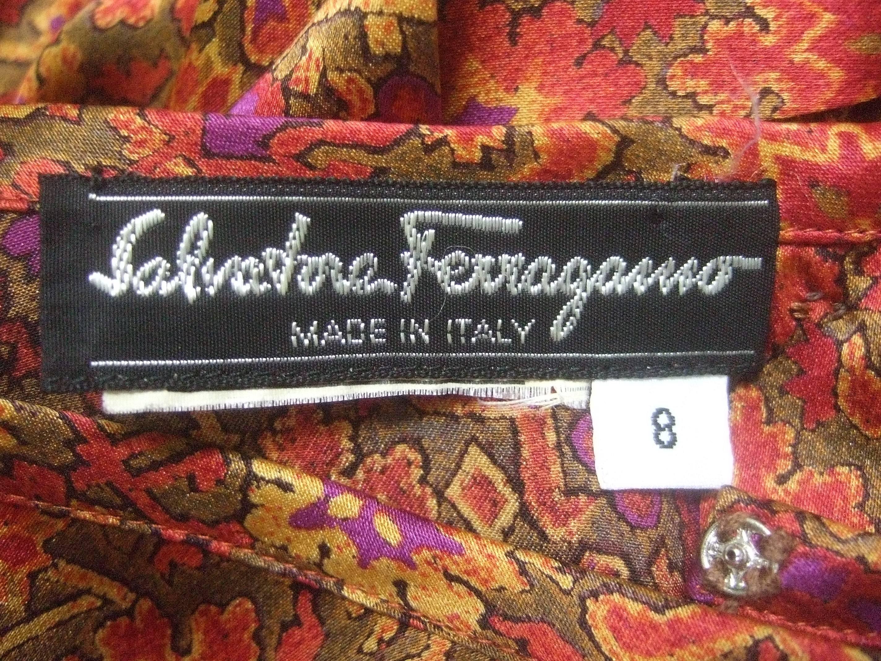 Salvatore Ferragamo Silk Floral Print Blouse c 1980s  For Sale 2