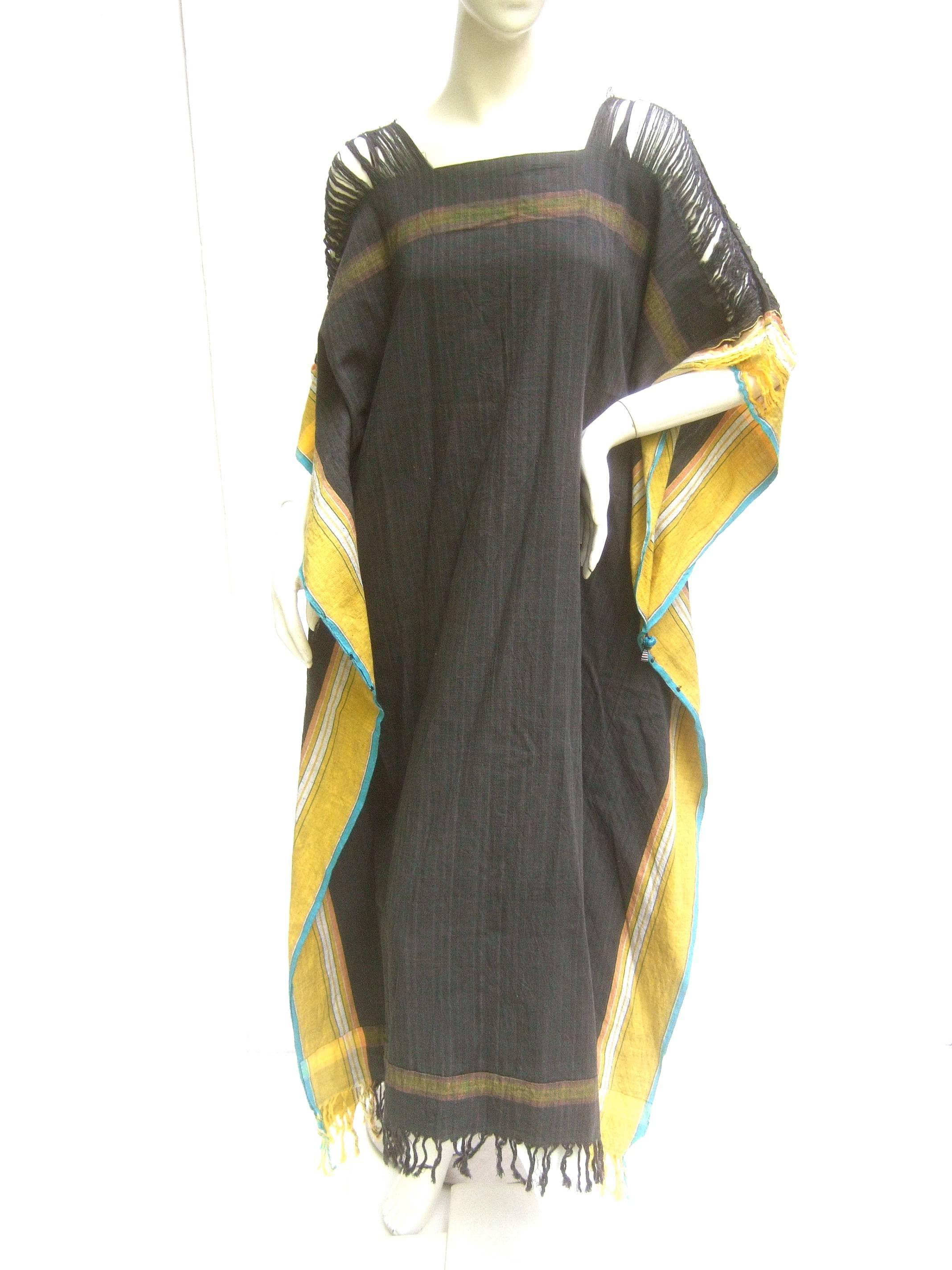 Black South African 1970s Ethnic Cotton Caftan