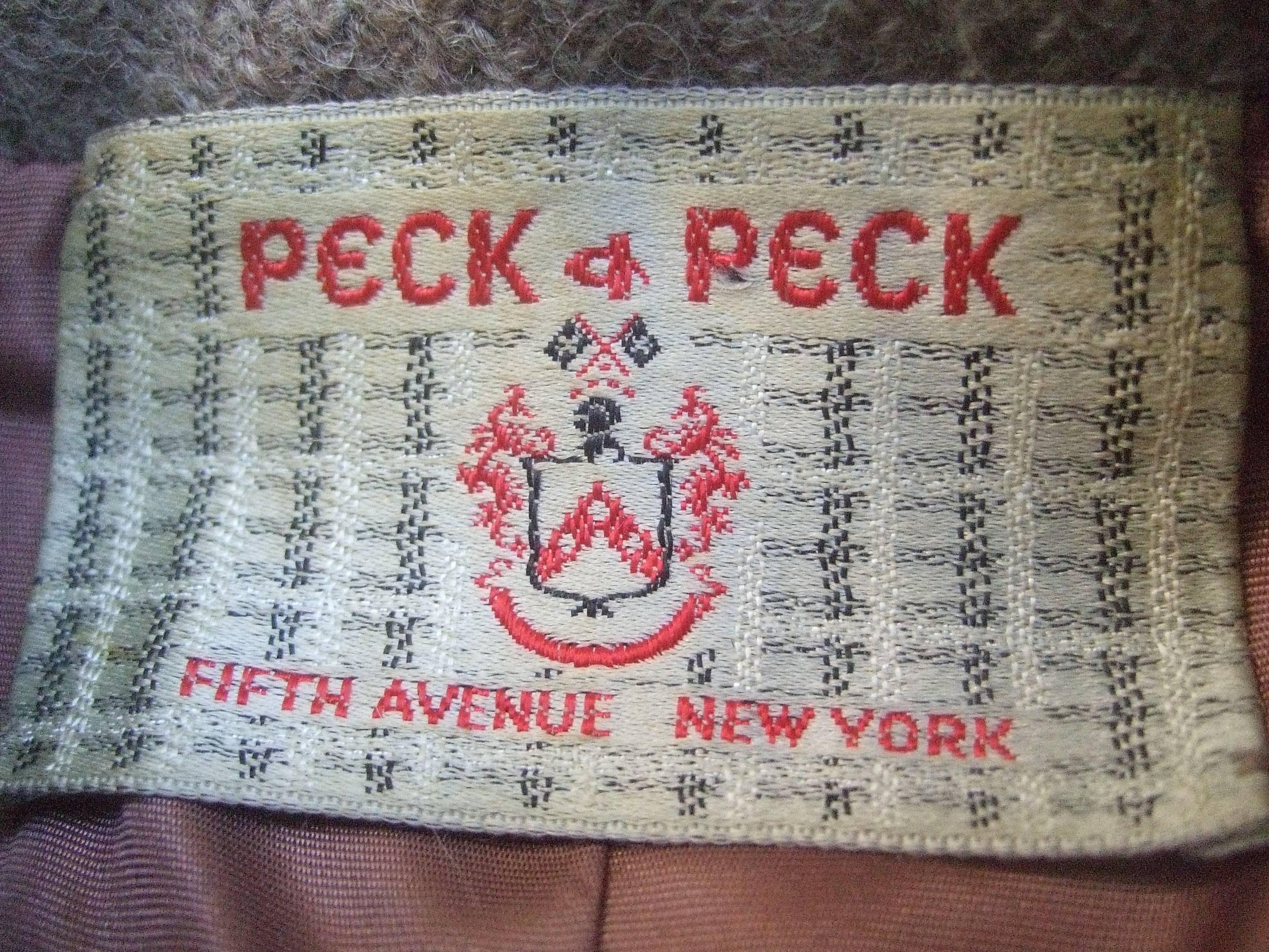 Peck & Peck Rare Broadtail Trim Brown Wool Jacket & Sheath Ensemble c 1970 4