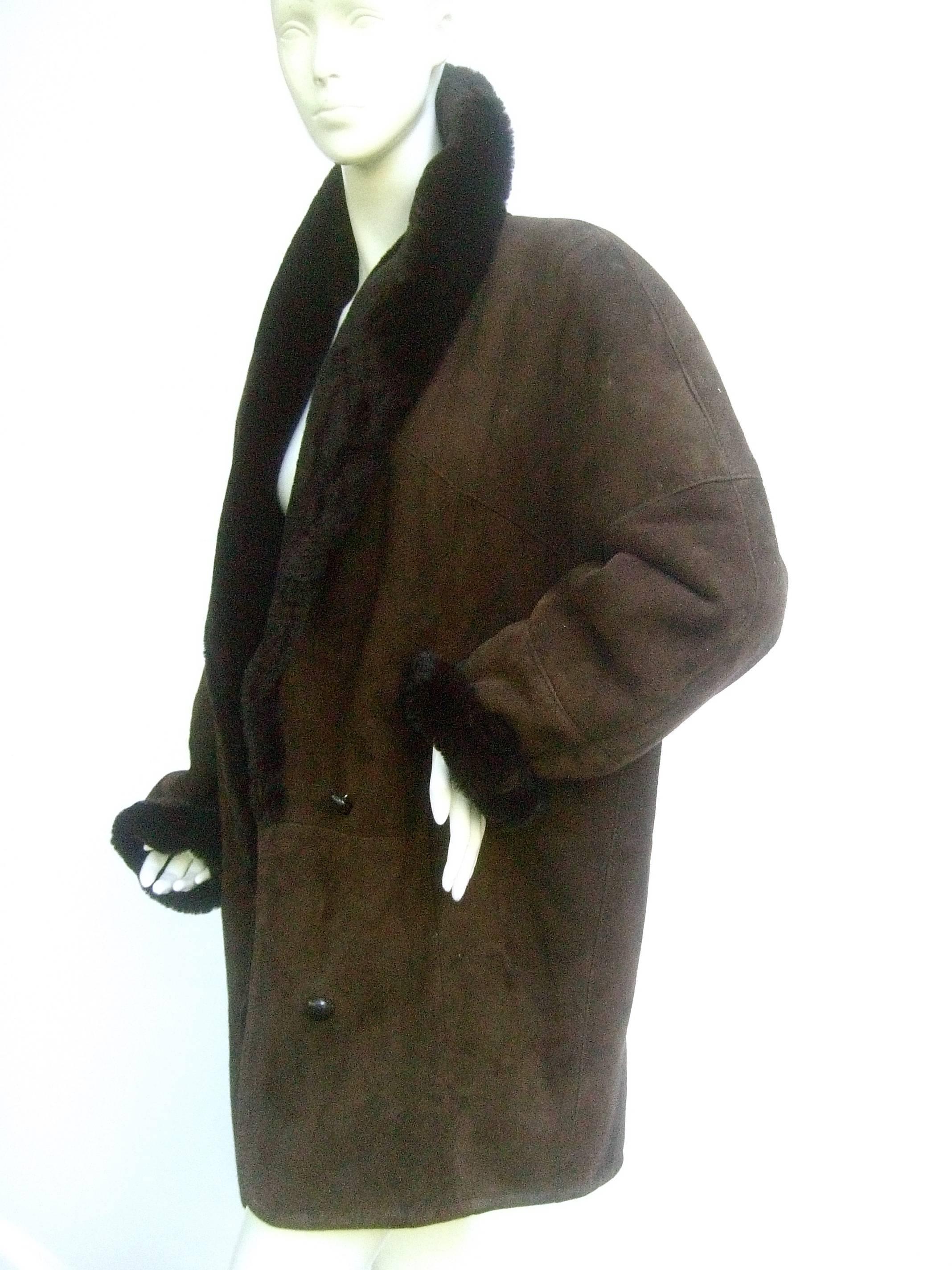 brown suede fur coat