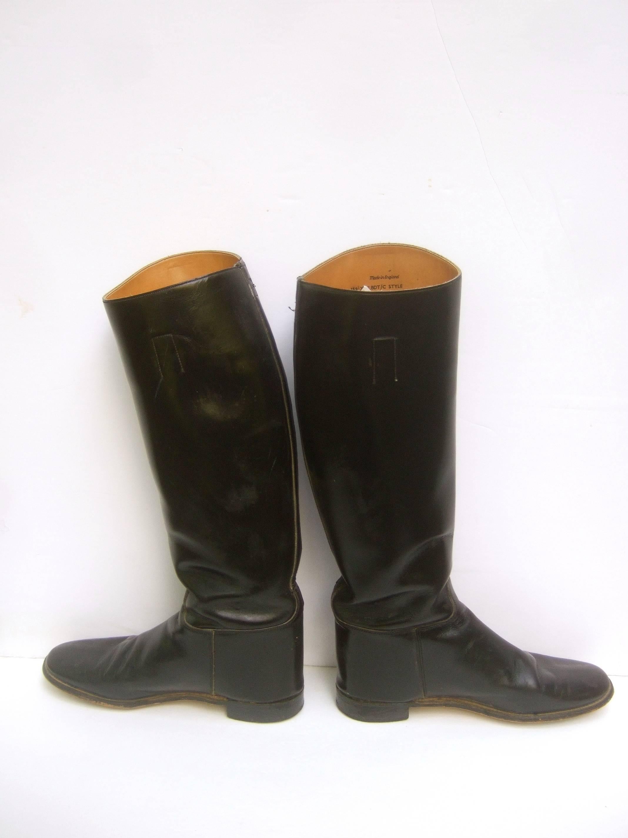 Men's English Equestrian Black Leather Boots  US Size 8.5 In Good Condition In University City, MO