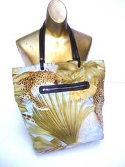 Salvatore Ferragamo Jungle Print Cloth Tote Bag c 1990