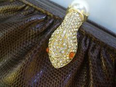 Opulent Jeweled Serpent Clasp Evening Bag