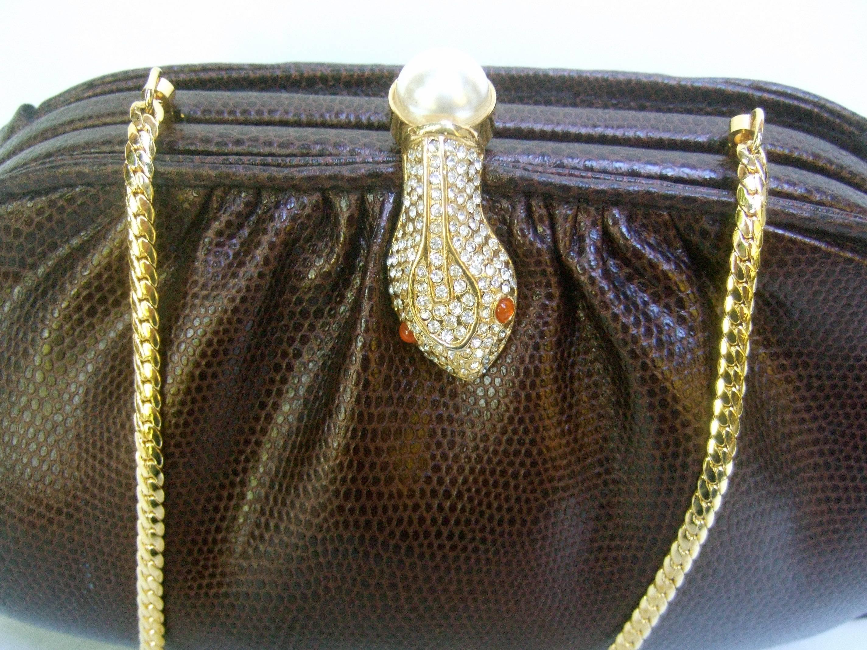 Opulent Jeweled Serpent Clasp Evening Bag For Sale 2