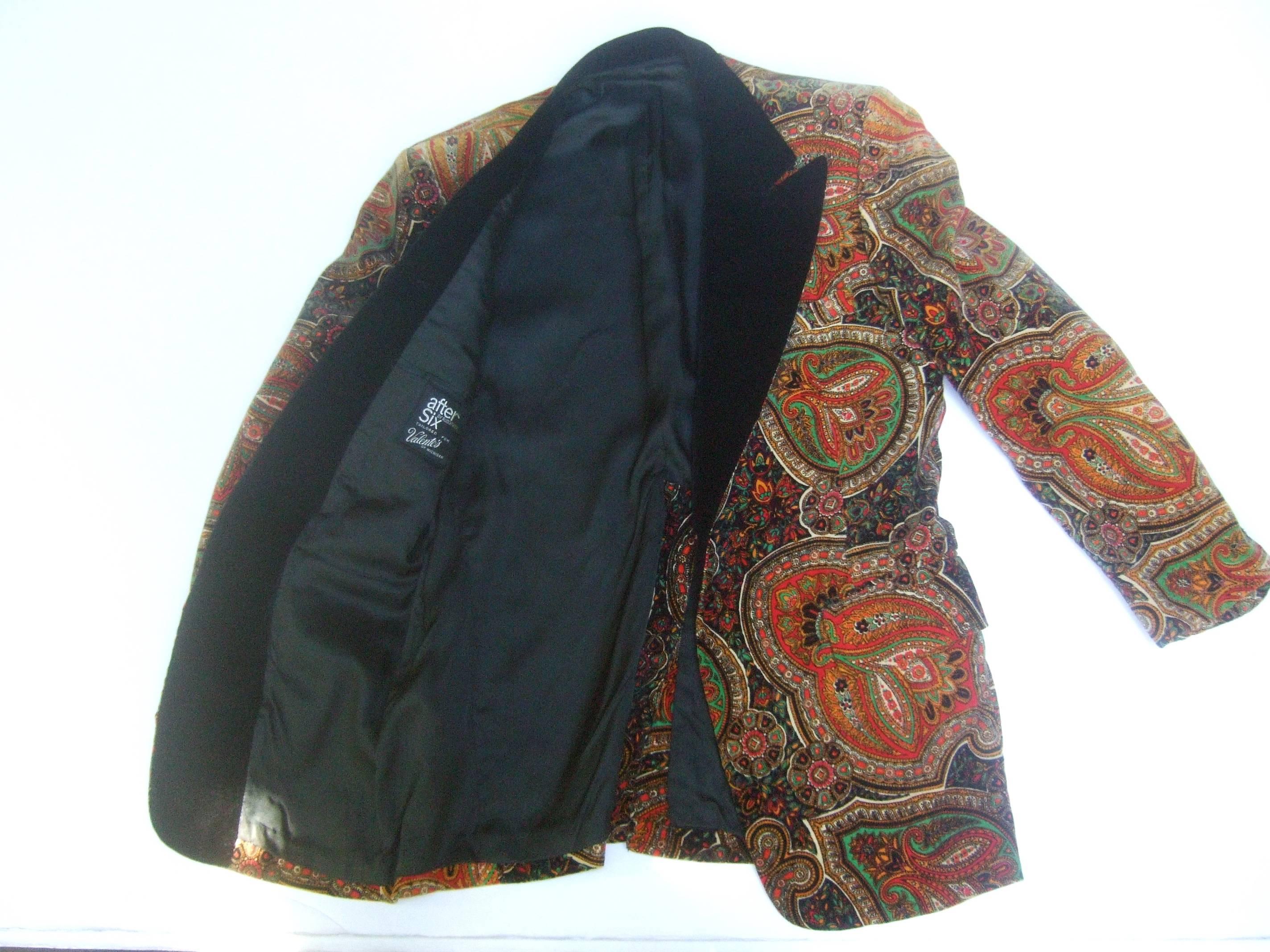 Men's Paisley Cotton Velvet Tuxedo Jacket C 1970s 3