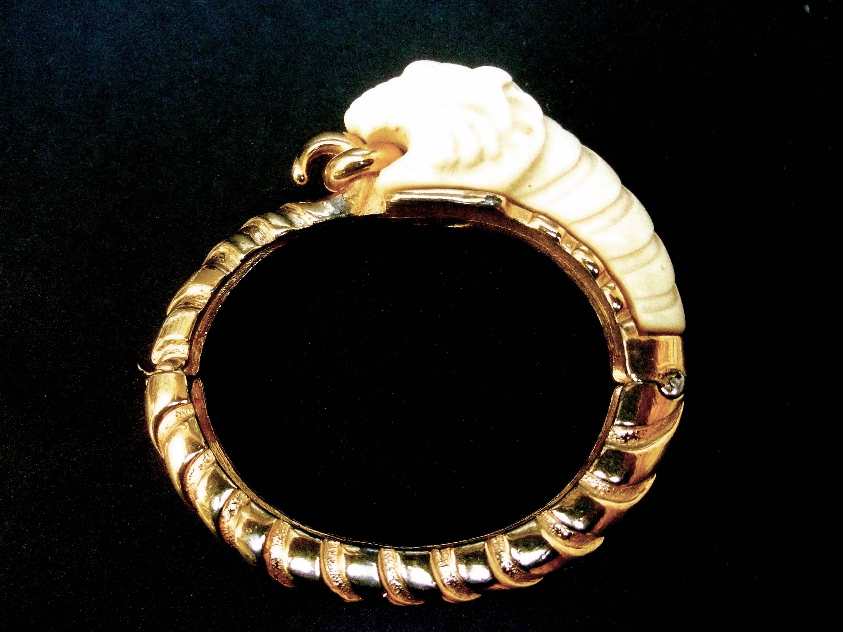 Ken Lane Sleek Tiger Bangle Bracelet c 1970 1