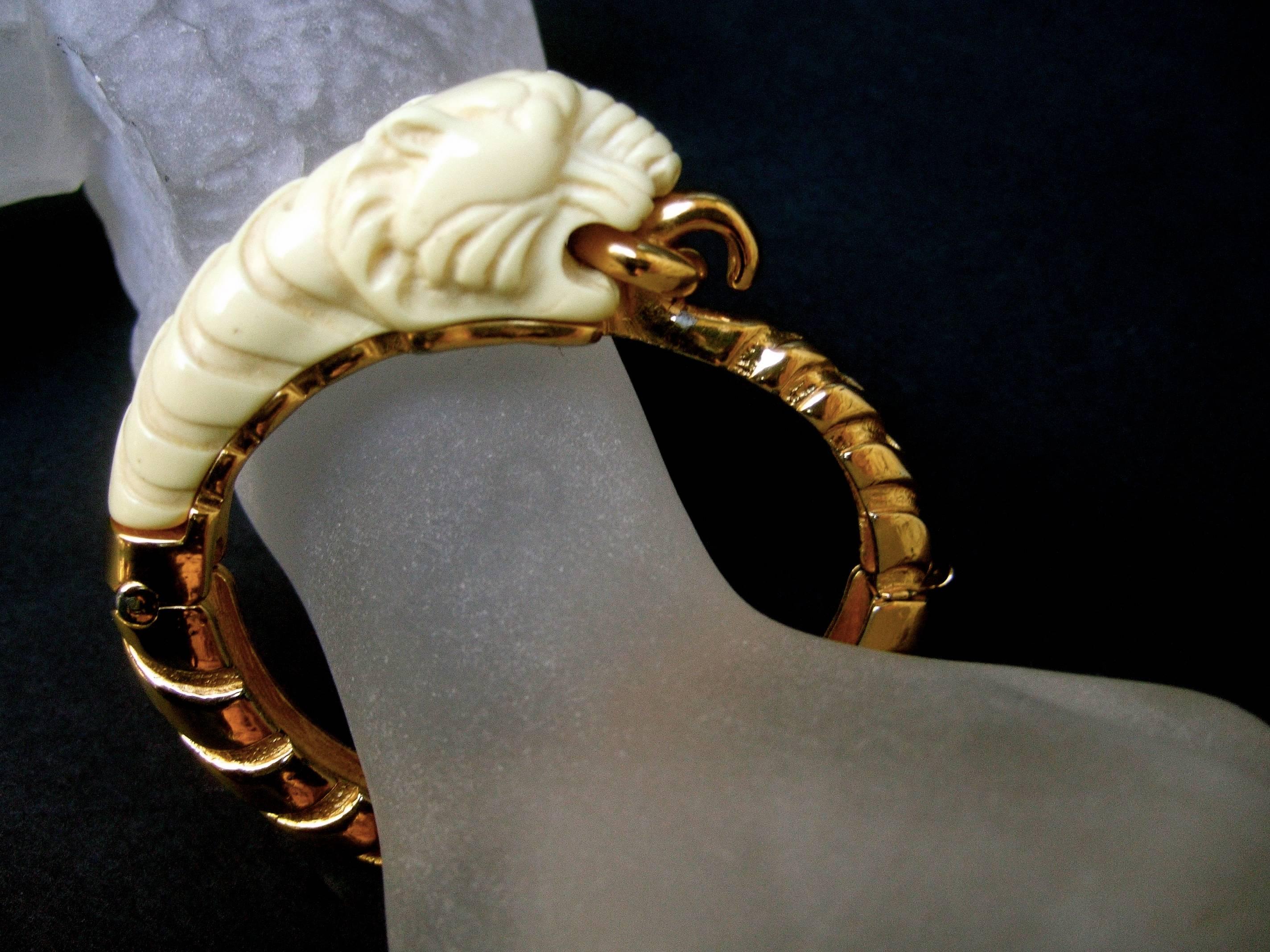 Ken Lane Sleek Tiger Bangle Bracelet c 1970 In Excellent Condition In University City, MO