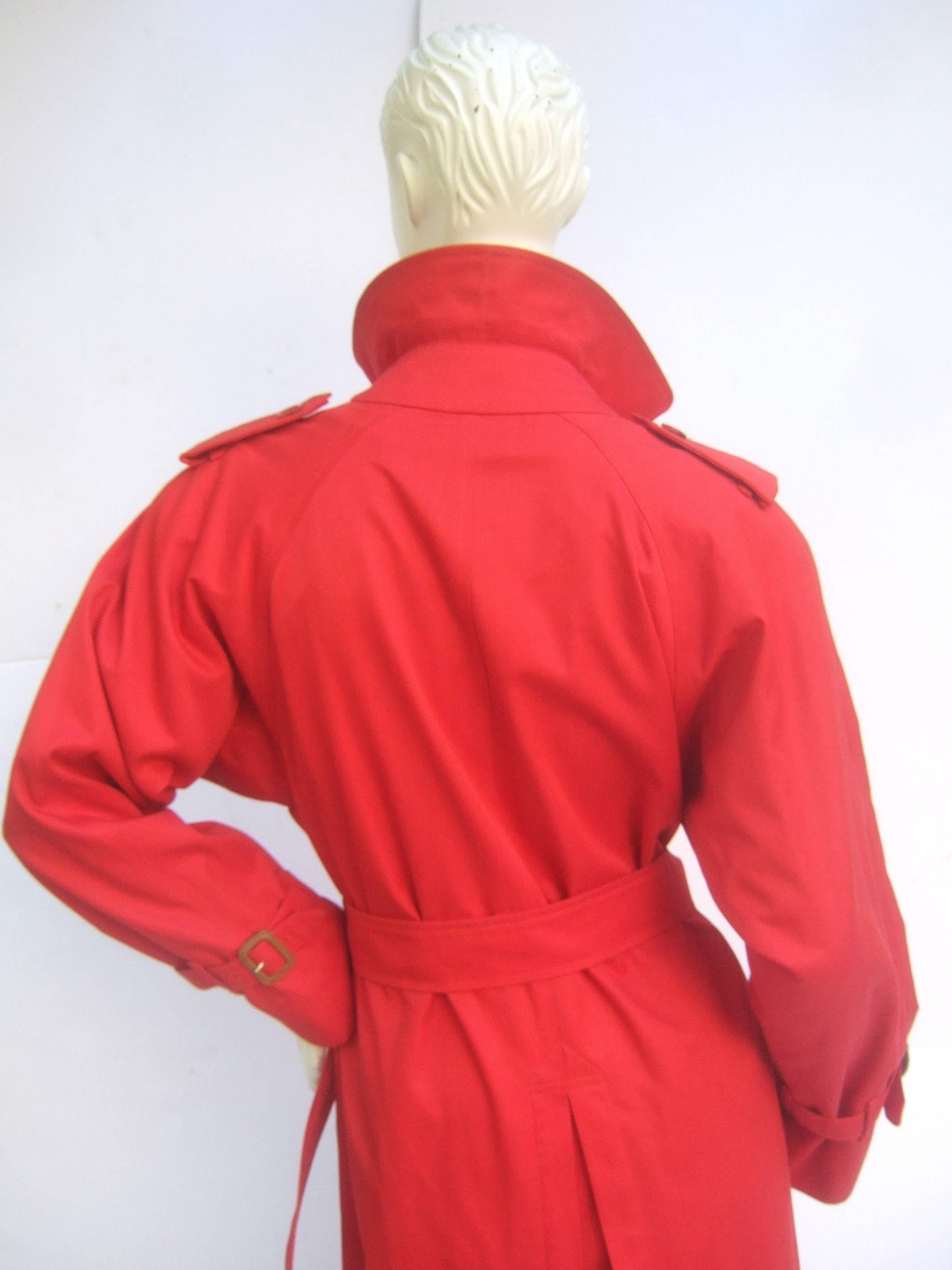 Burberry's Cherry Red Nova Plaid Trench Coat c 1990s 2
