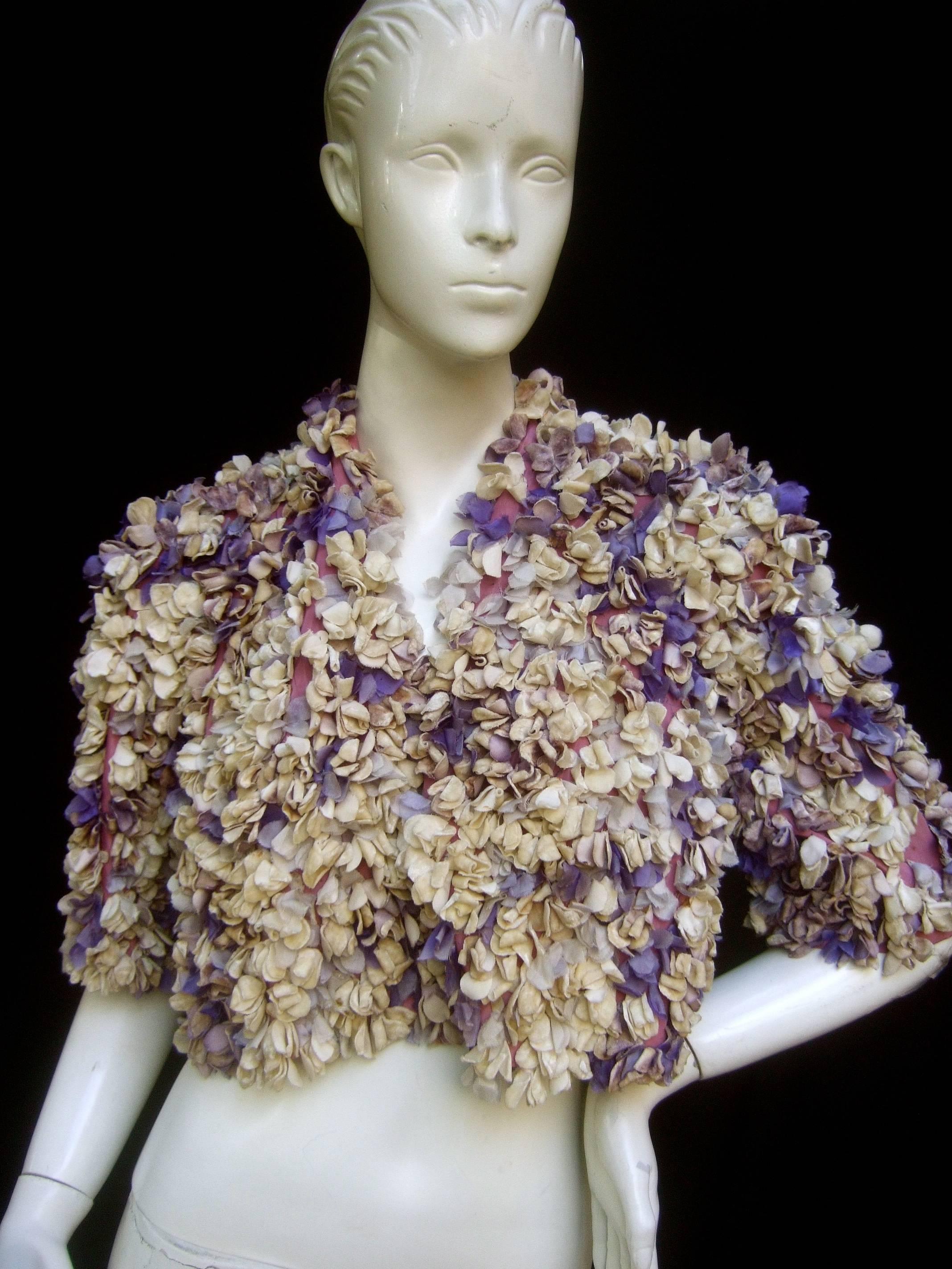 Jean Desses Paris Couture Museum Worthy Flower Pedal Bolero c 1950  In Good Condition In University City, MO