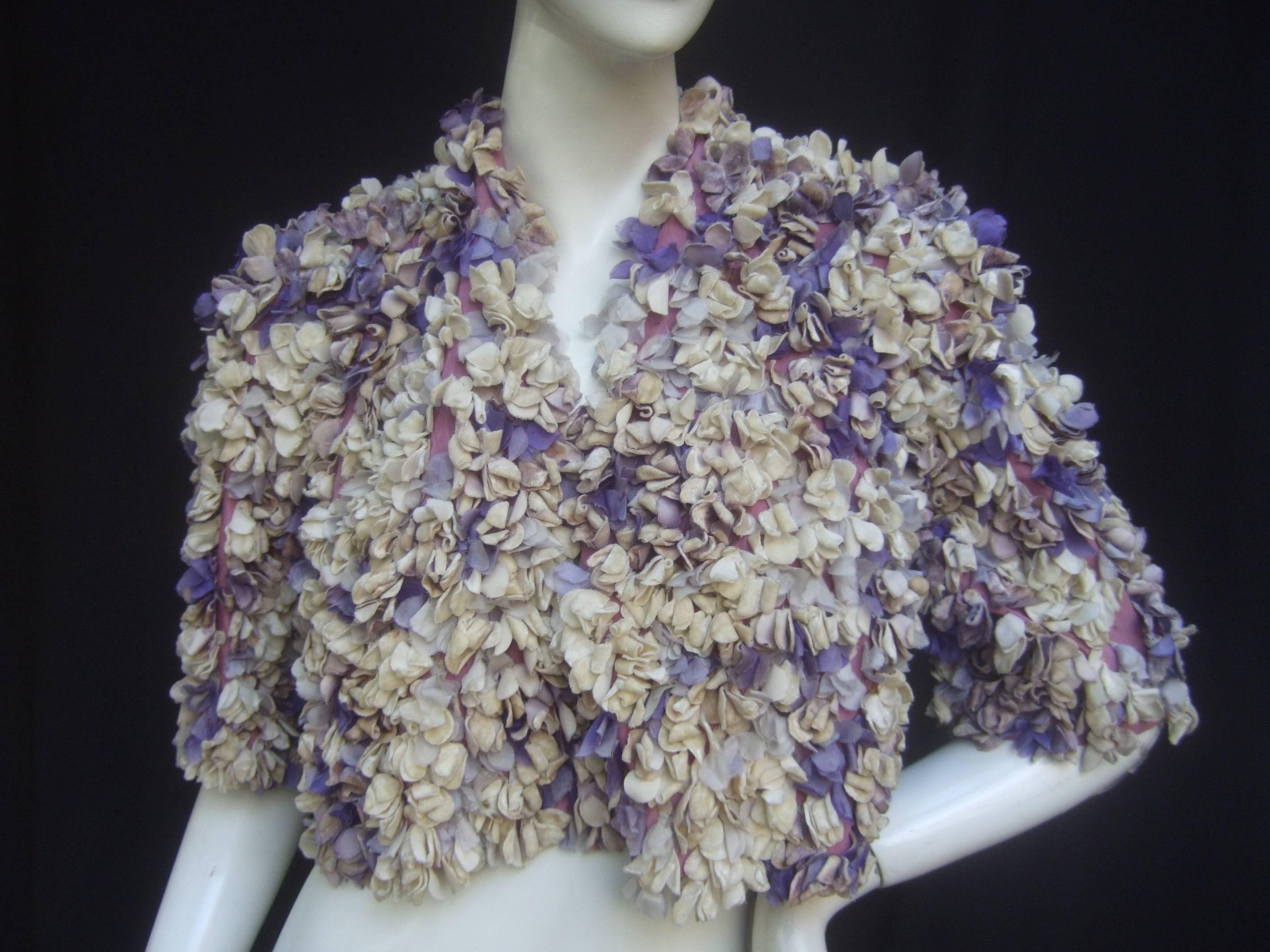 Jean Desses Paris Couture Museum Worthy Flower Pedal Bolero c 1950  3