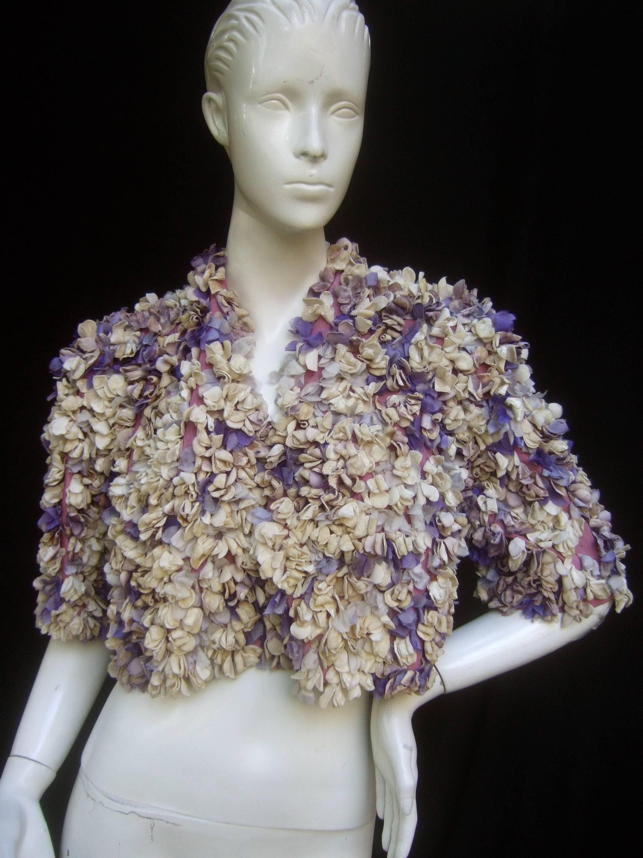 Jean Desses Paris Couture Museum Worthy Flower Pedal Bolero c 1950  5