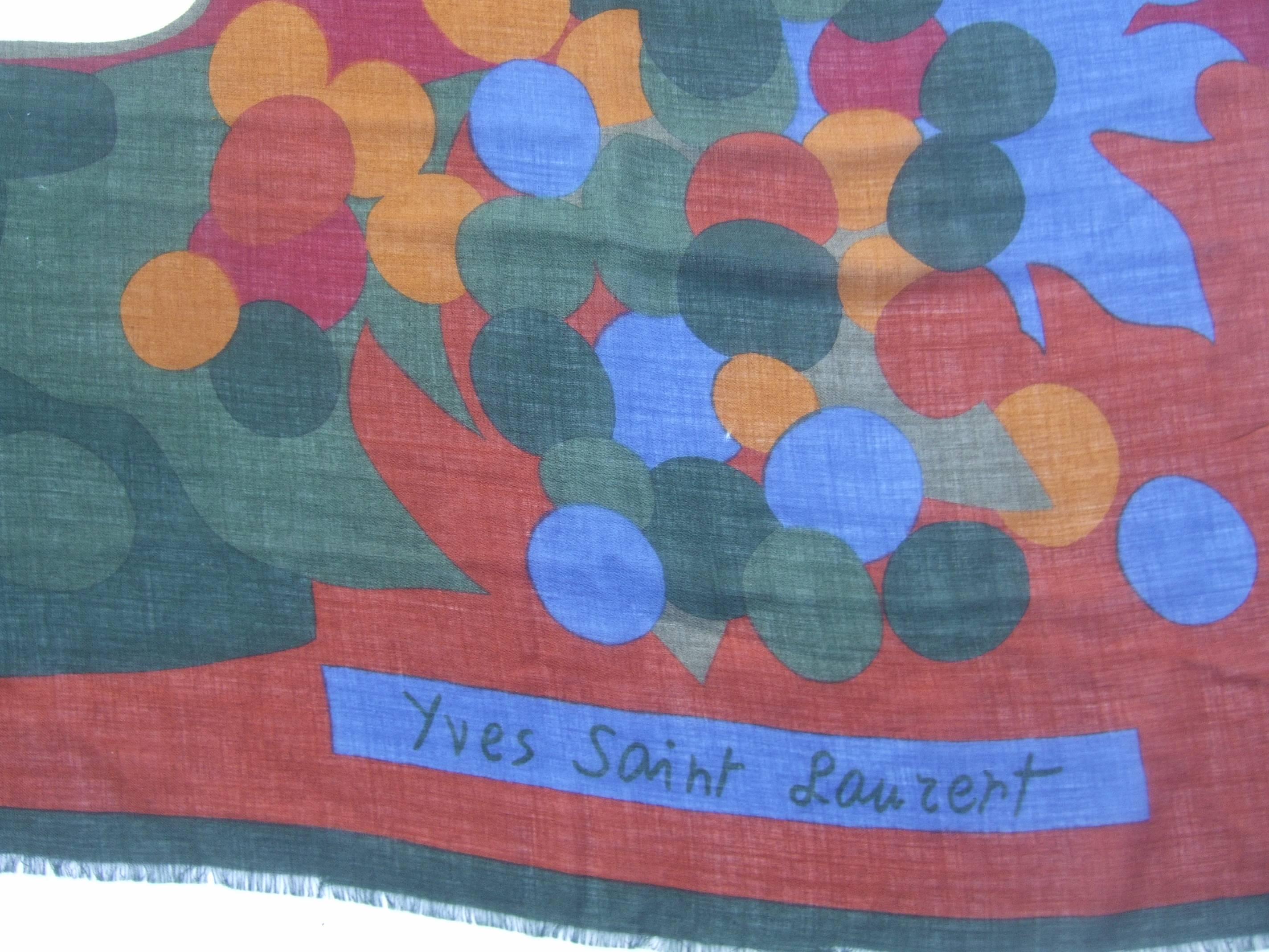 Yves Saint Laurent Stunning Italian Wool Shawl Scarf c 1970s 4