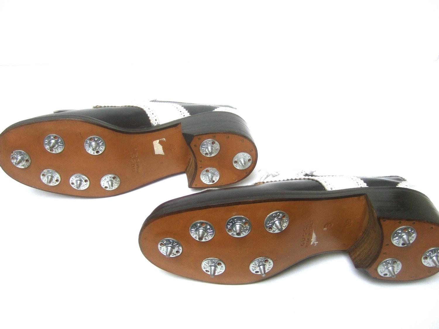 Gucci Womens Rare Leather Brogue Golf Shoes c 1980s For Sale at 1stdibs