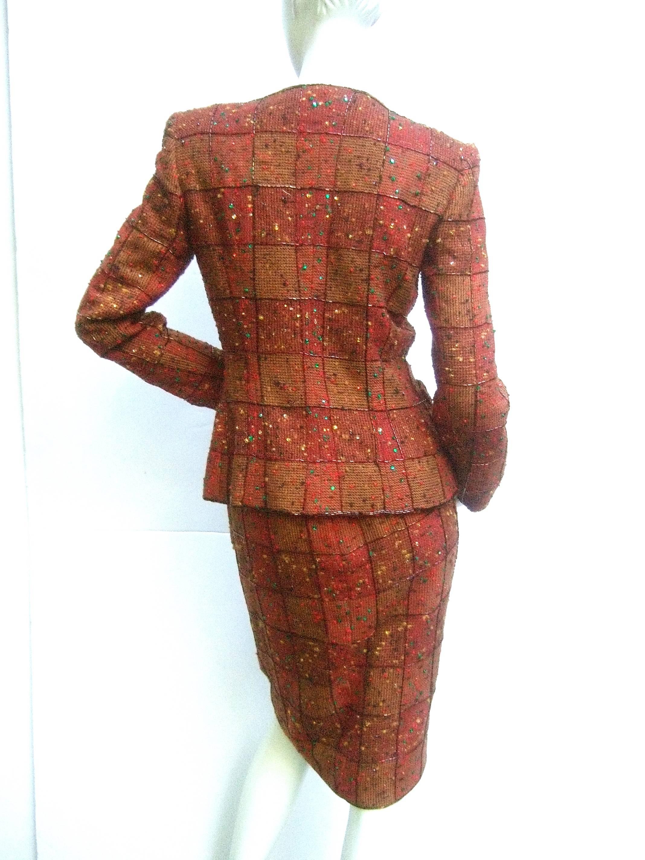 Oscar de la Renta Stunning Beaded Wool Skirt Suit  3