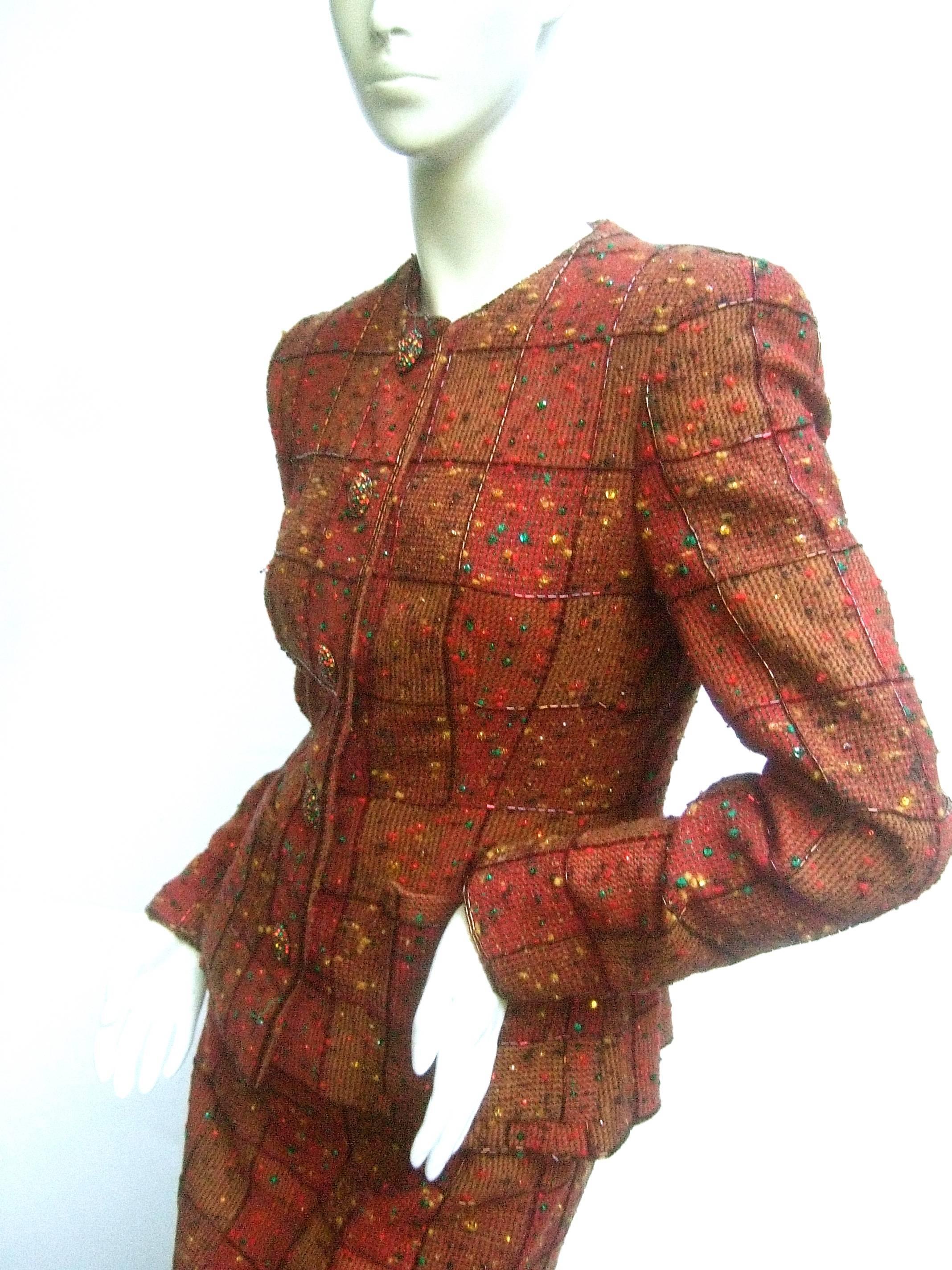 Oscar de la Renta Stunning Beaded Wool Skirt Suit  1