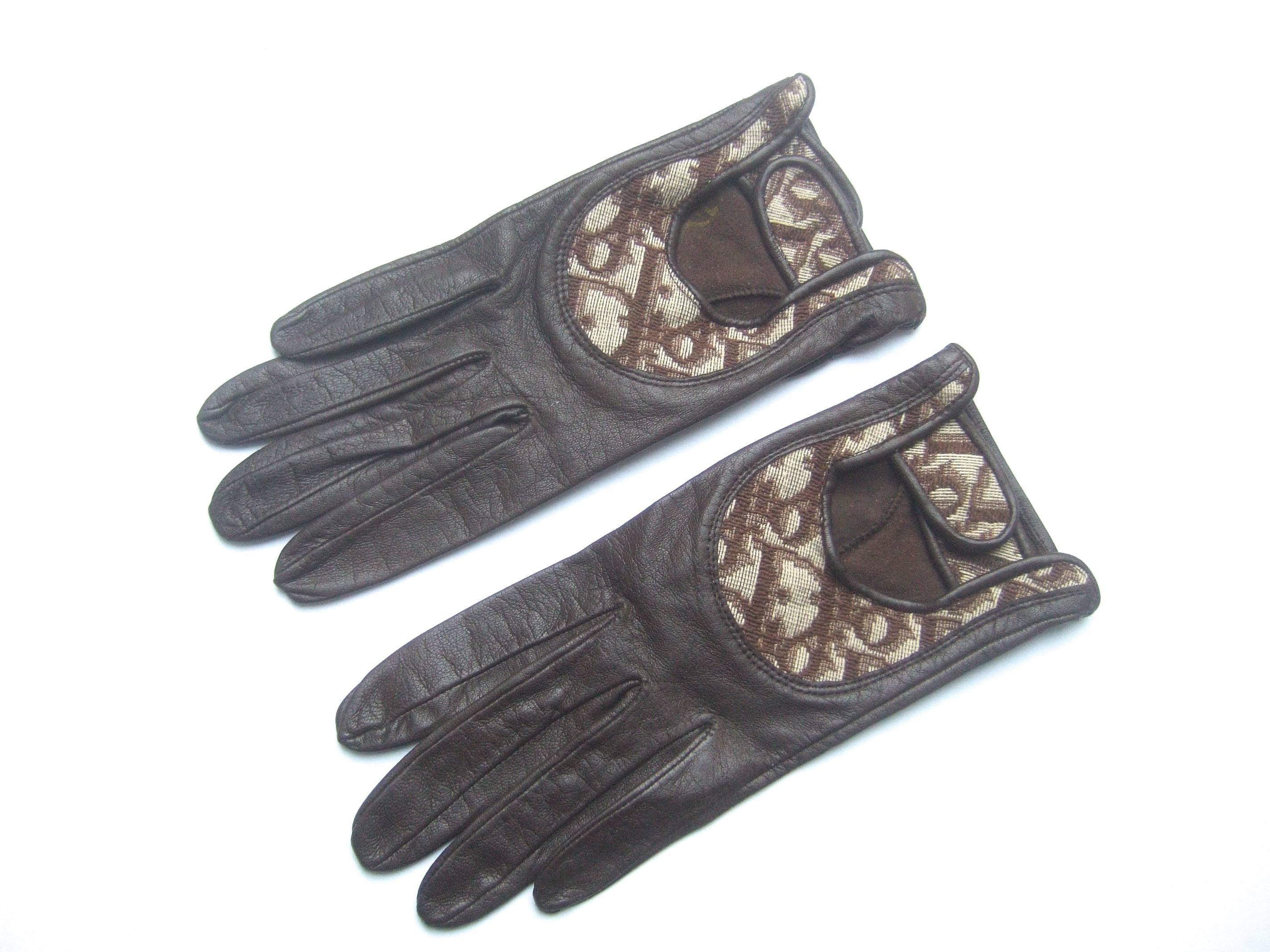 Christian Dior Chocolate Brown Leather Driving Gloves c 1970s 2