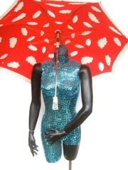 Courreges Paris Rare Mod Cloud Theme Umbrella c 1970s